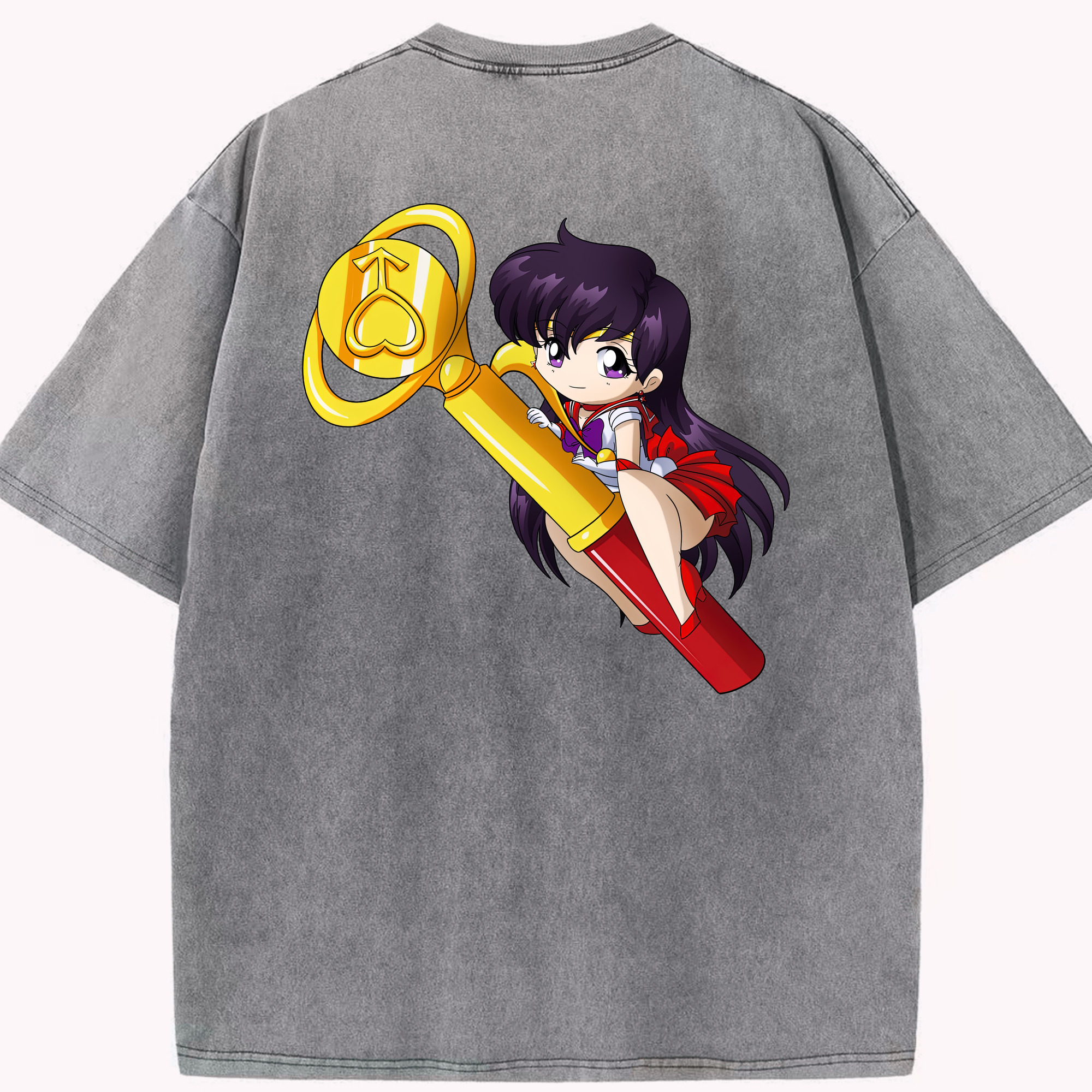 （画像用） 美少女戦士セーラームーン 火野レイ ひの レイ Sailor Moon Hino Rei （セーラーマーズ,Sailor Mars） 綿100% ヴィンテージ風 半袖Tシャツ（背面プリント）