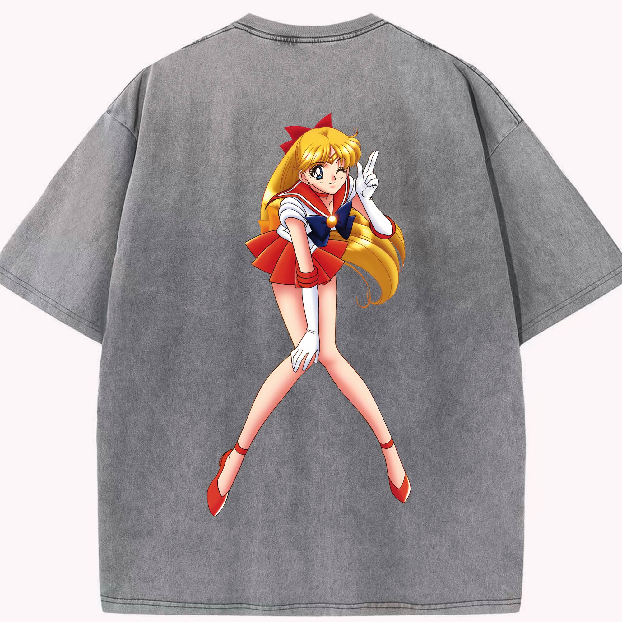 （画像用） 美少女戦士セーラームーン 愛野 美奈子 あいの みなこ Sailor Moon Aino Minako 綿100% ヴィンテージ風 半袖Tシャツ（背面プリント）