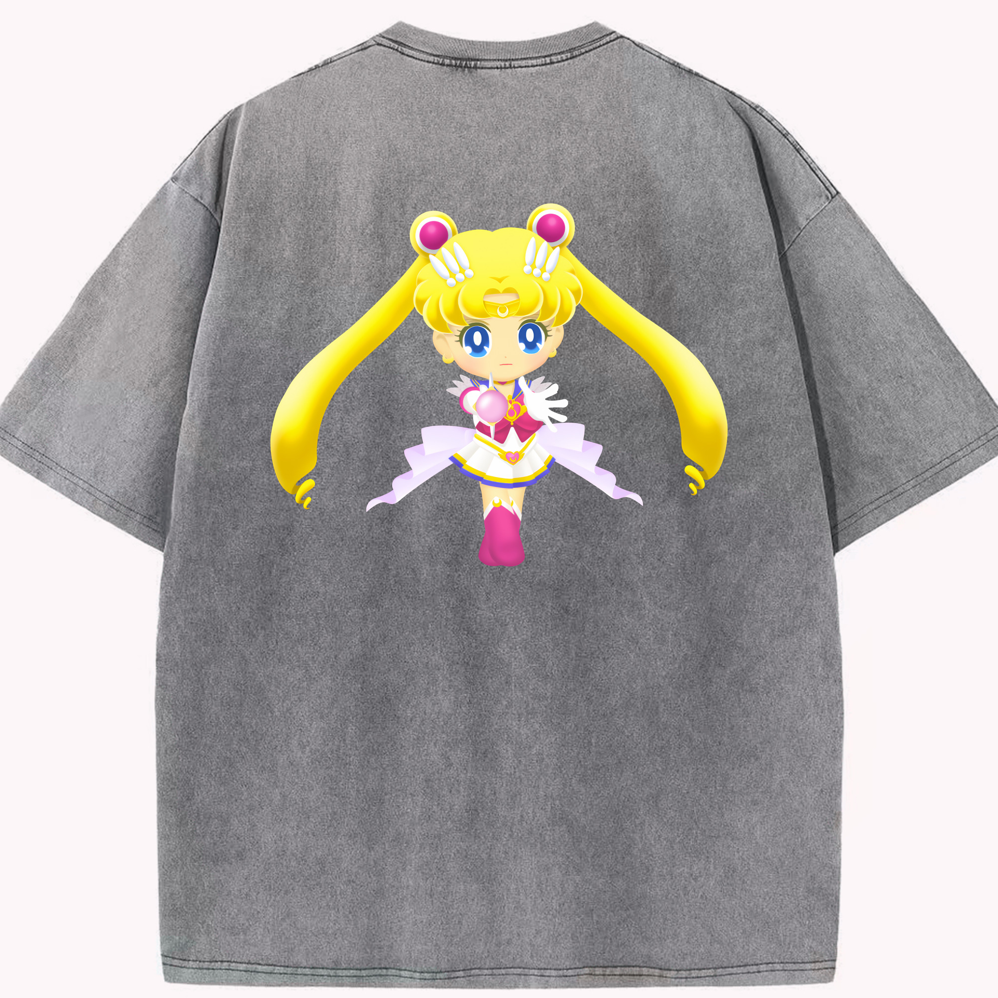 （画像用） 美少女戦士セーラームーン 月野 うさぎ つきの うさぎ Sailor Moon Tsukino Usagi 綿100% ヴィンテージ風 半袖Tシャツ（背面プリント）