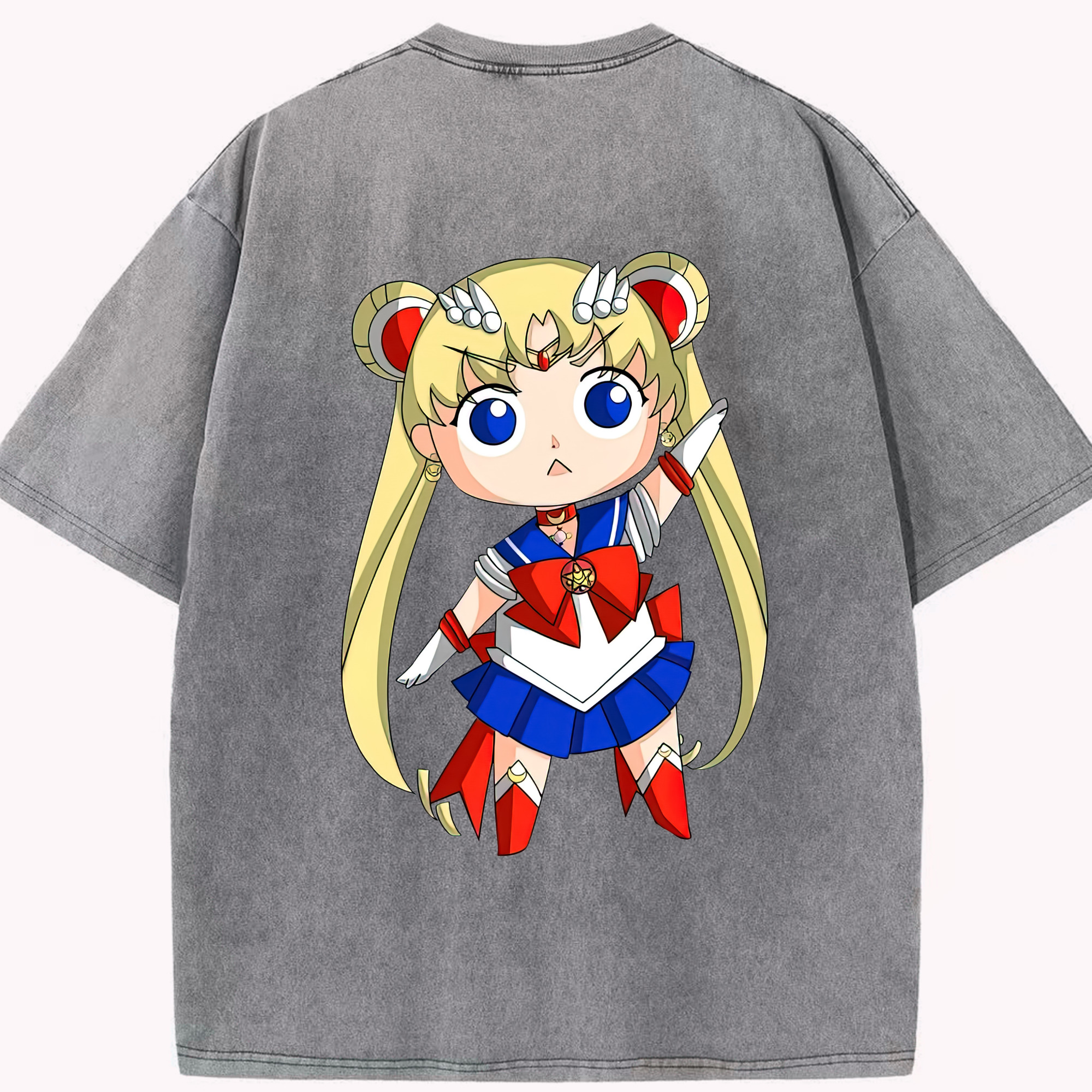 （画像用） 美少女戦士セーラームーン 月野 うさぎ つきの うさぎ Sailor Moon Tsukino Usagi 綿100% ヴィンテージ風 半袖Tシャツ（背面プリント）