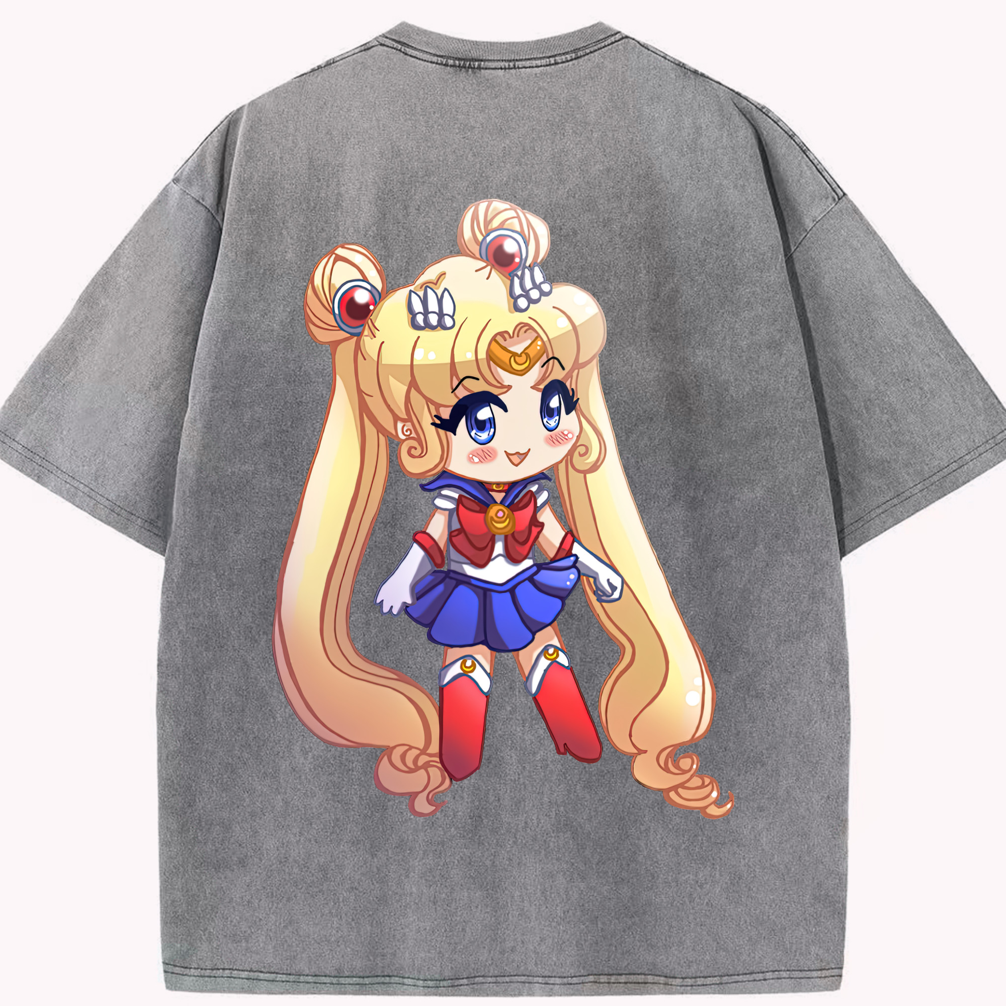 （画像用） 美少女戦士セーラームーン 月野 うさぎ つきの うさぎ Sailor Moon Tsukino Usagi 綿100% ヴィンテージ風 半袖Tシャツ（背面プリント）