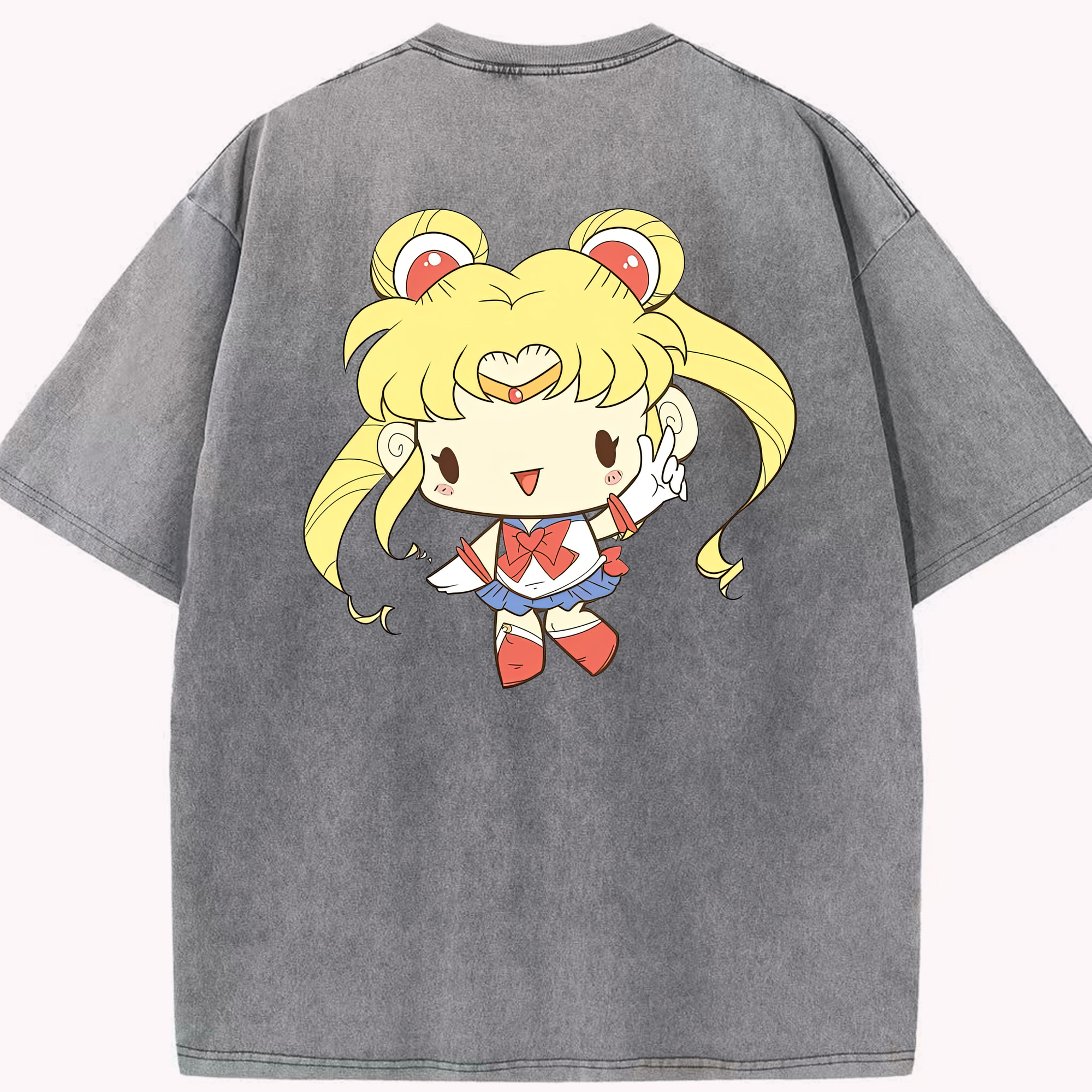 （画像用） 美少女戦士セーラームーン 月野 うさぎ つきの うさぎ Sailor Moon Tsukino Usagi 綿100% ヴィンテージ風 半袖Tシャツ（背面プリント）