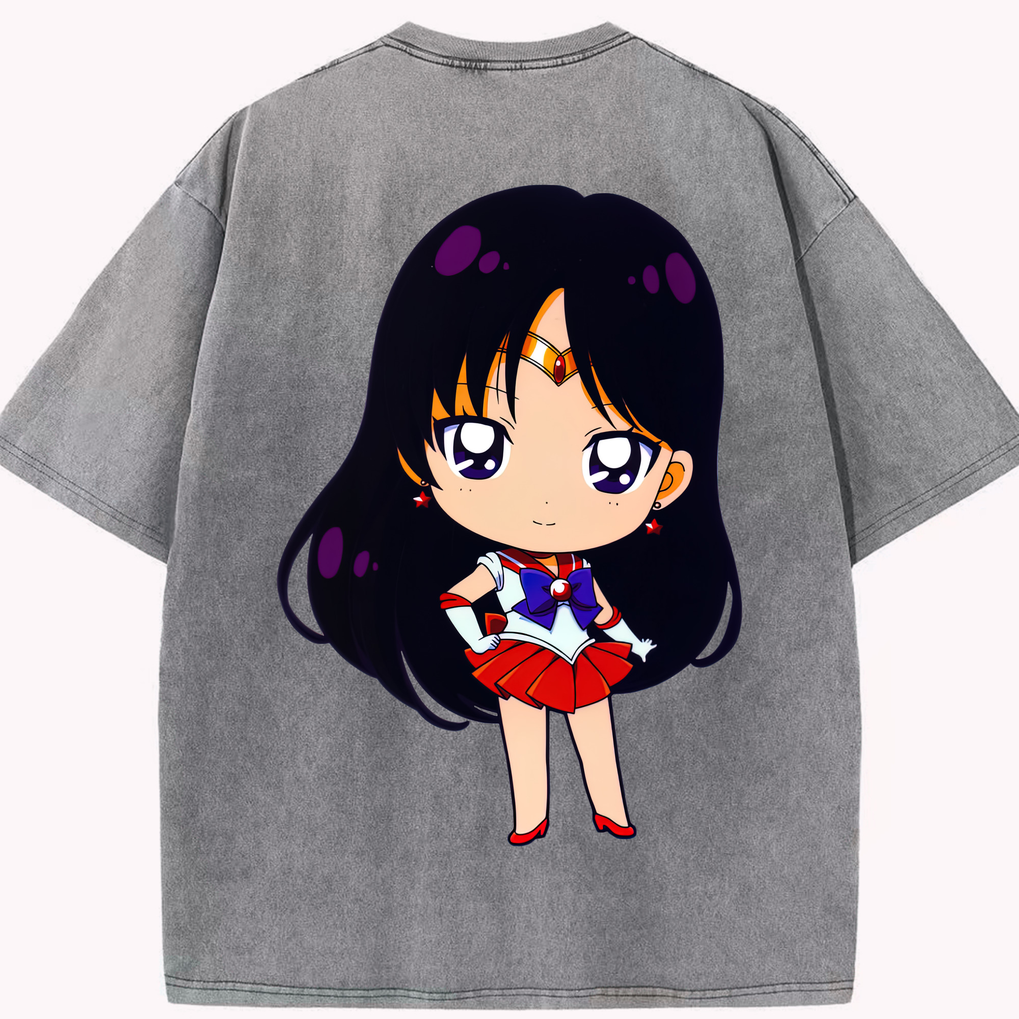 （画像用） 美少女戦士セーラームーン 火野レイ ひの レイ Sailor Moon Hino Rei （セーラーマーズ,Sailor Mars） 綿100% ヴィンテージ風 半袖Tシャツ（背面プリント）