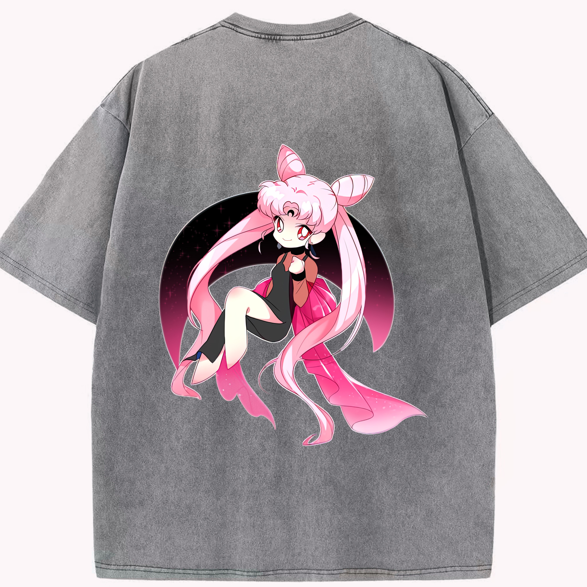 （画像用） 美少女戦士セーラームーン ちびうさ Sailor Moon Chibiusa Tsukino Usagi Small Lady Serenity 綿100% ヴィンテージ風 半袖Tシャツ（背面プリント）