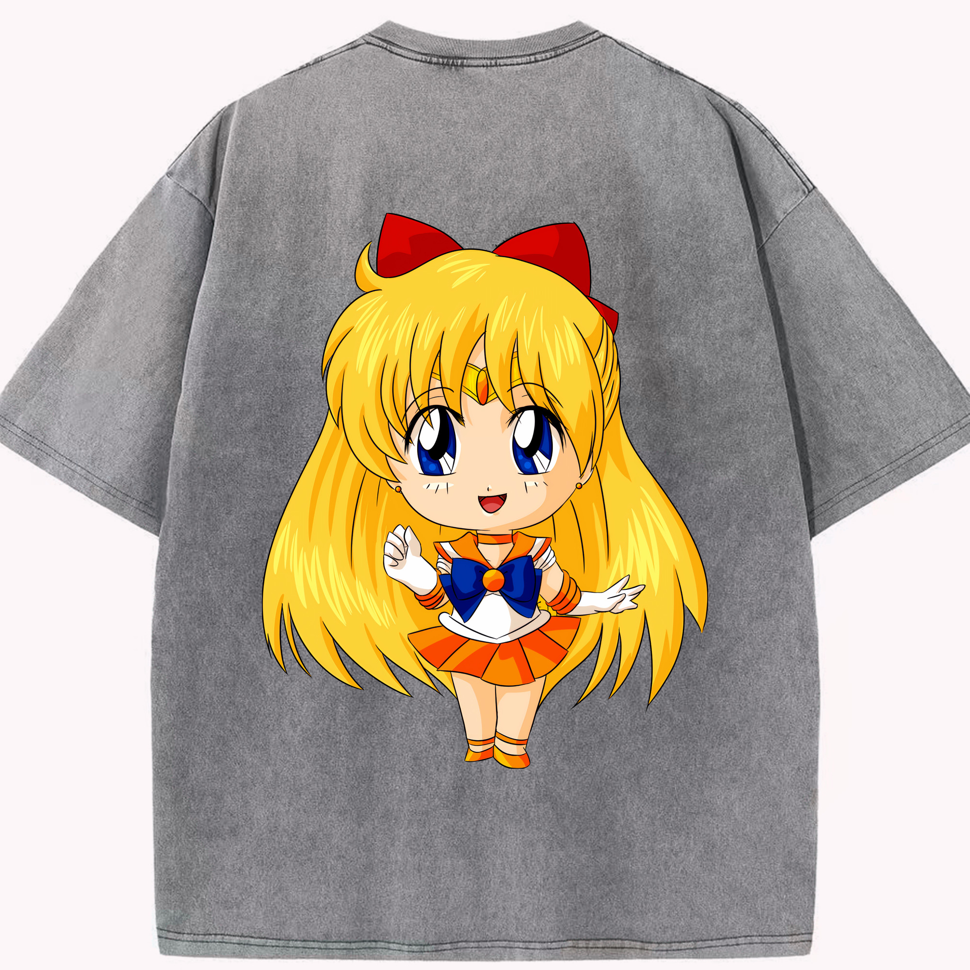 （画像用） 美少女戦士セーラームーン 愛野 美奈子 あいの みなこ Sailor Moon Aino Minako 綿100% ヴィンテージ風 半袖Tシャツ（背面プリント）