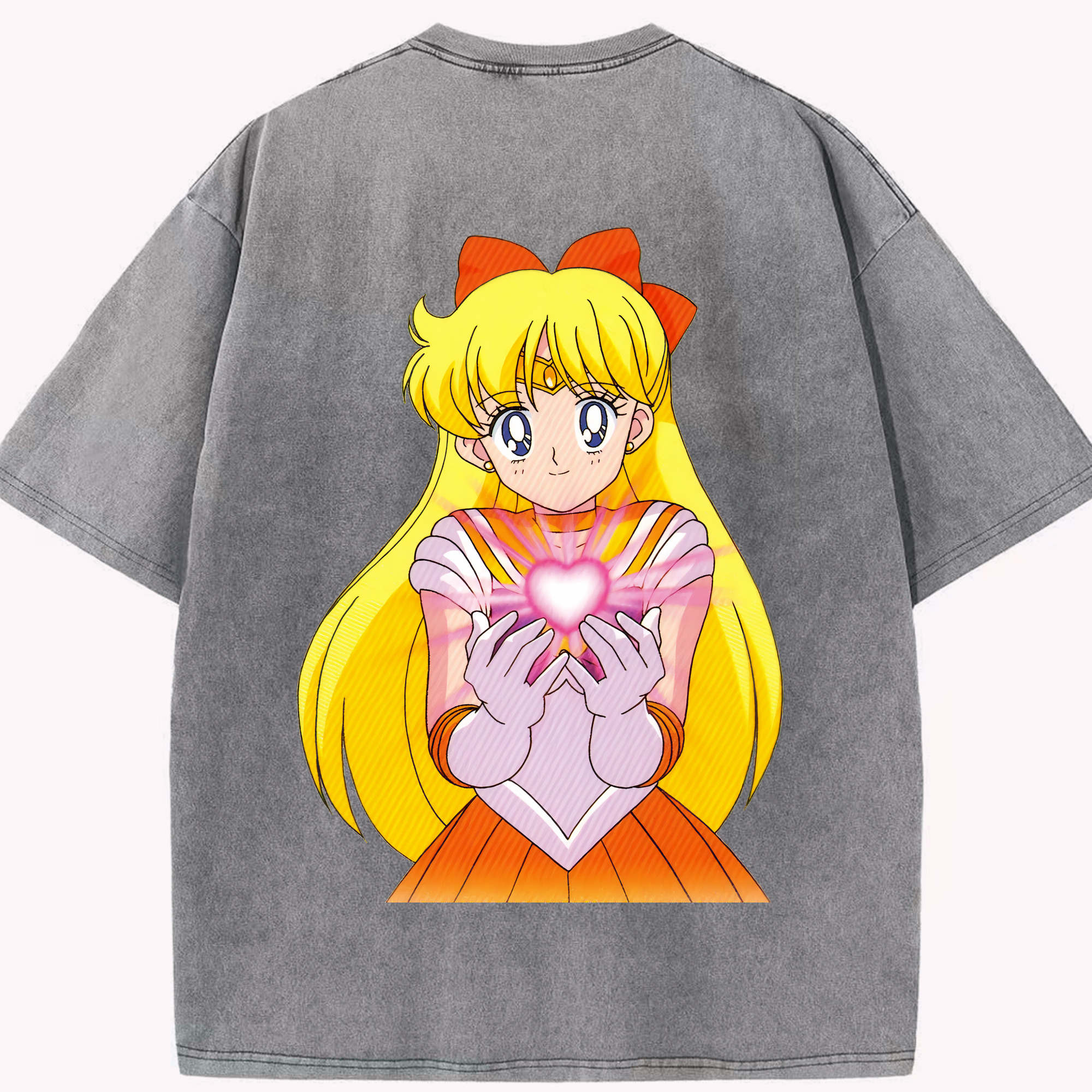 （画像用） 美少女戦士セーラームーン 愛野 美奈子 あいの みなこ Sailor Moon Aino Minako 綿100% ヴィンテージ風 半袖Tシャツ（背面プリント）