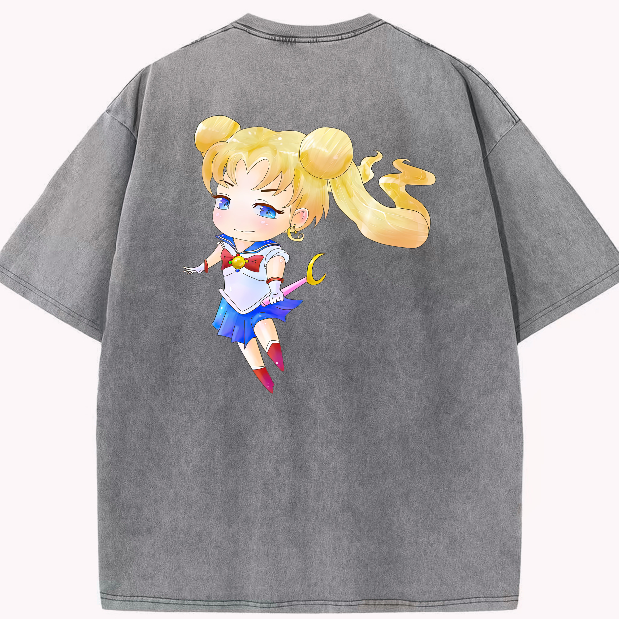 （画像用） 美少女戦士セーラームーン 愛野 美奈子 あいの みなこ Sailor Moon Aino Minako 綿100% ヴィンテージ風 半袖Tシャツ（背面プリント）