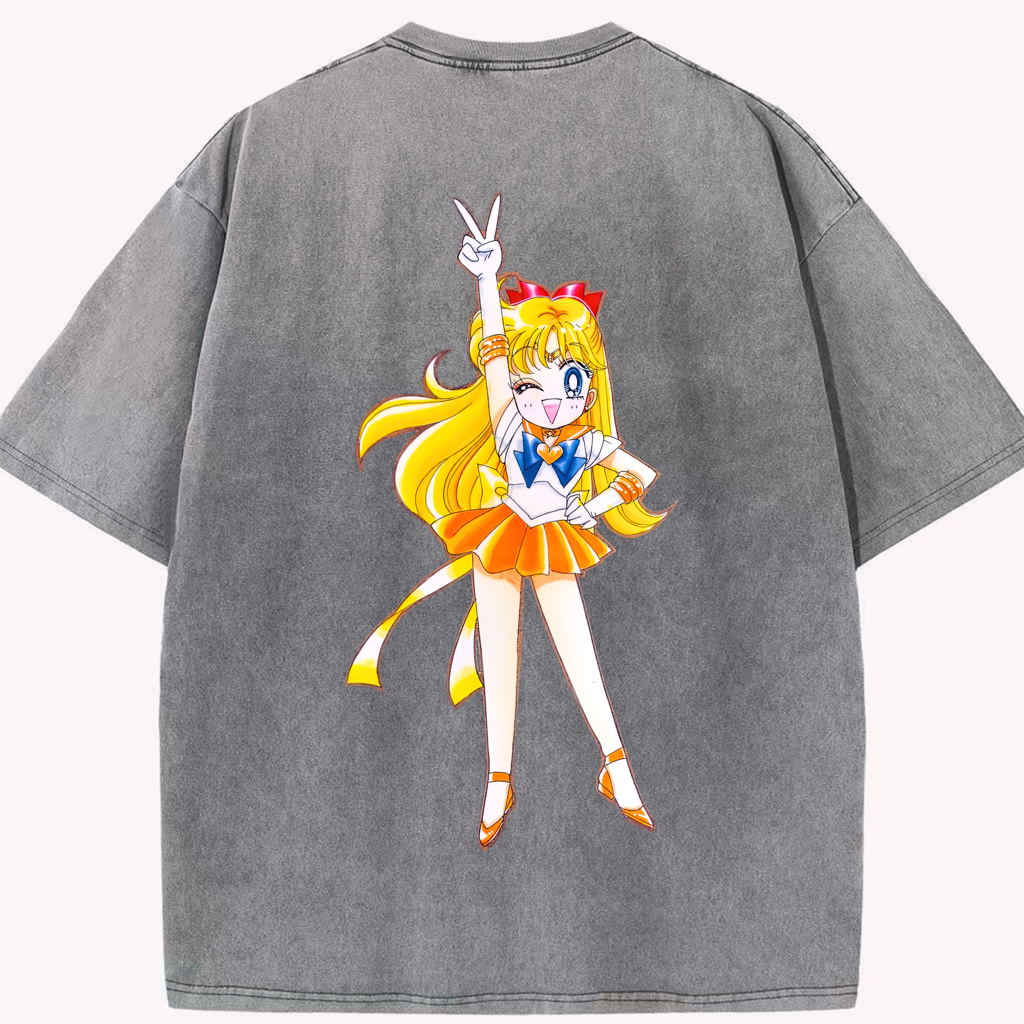 （画像用） 美少女戦士セーラームーン 愛野 美奈子 あいの みなこ Sailor Moon Aino Minako 綿100% ヴィンテージ風 半袖Tシャツ（背面プリント）