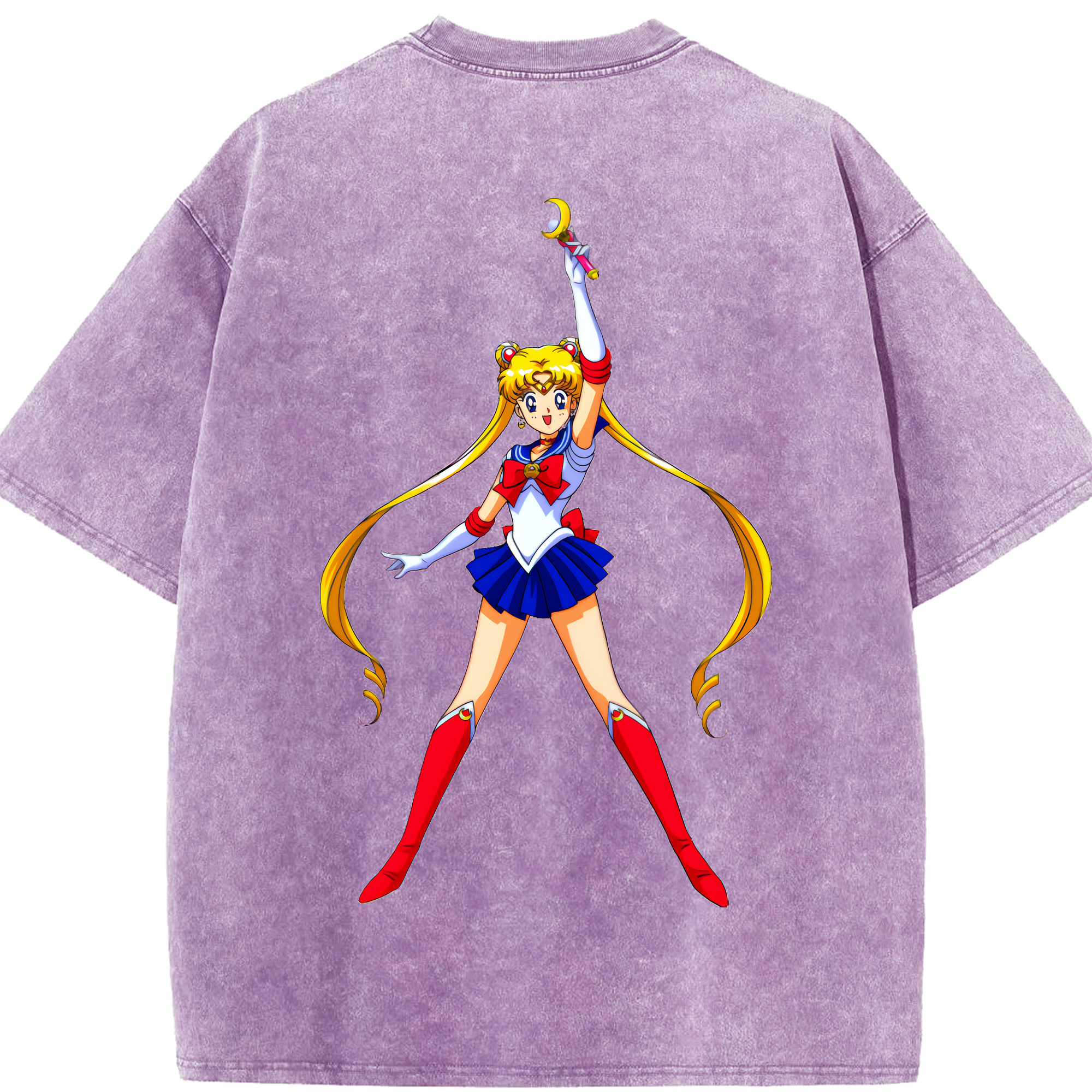 （画像用） 美少女戦士セーラームーン 月野 うさぎ つきの うさぎ Sailor Moon Tsukino Usagi 綿100% ヴィンテージ風 半袖Tシャツ（背面プリント）
