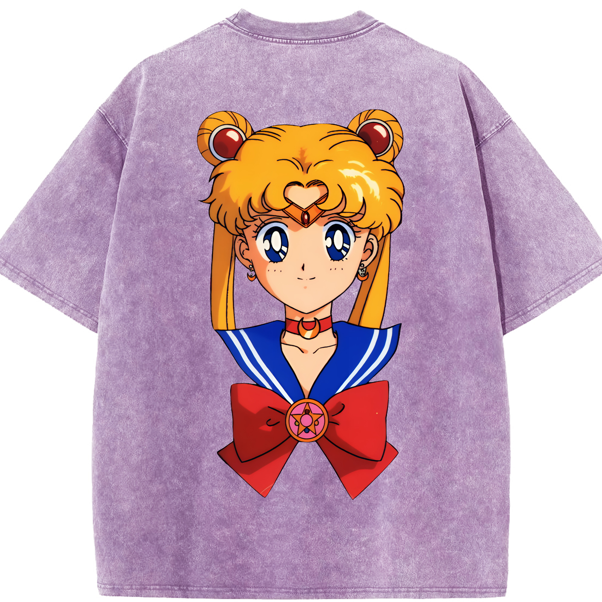 （画像用） 美少女戦士セーラームーン 月野 うさぎ つきの うさぎ Sailor Moon Tsukino Usagi 綿100% ヴィンテージ風 半袖Tシャツ（背面プリント）