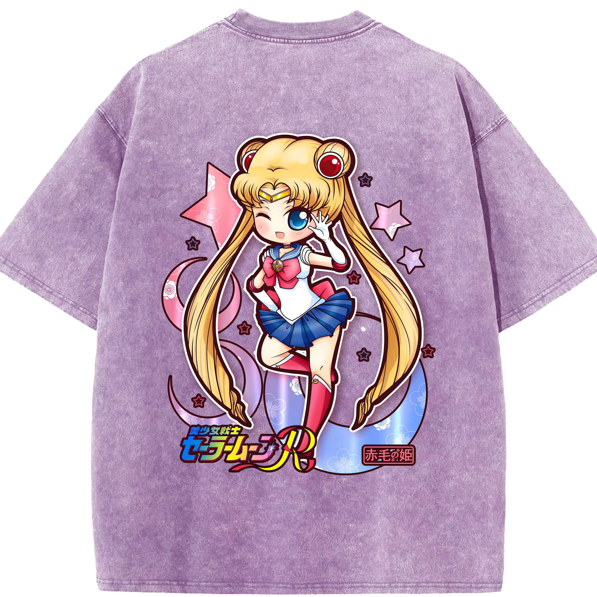 （画像用） 美少女戦士セーラームーン 月野 うさぎ つきの うさぎ Sailor Moon Tsukino Usagi 綿100% ヴィンテージ風 半袖Tシャツ（背面プリント）