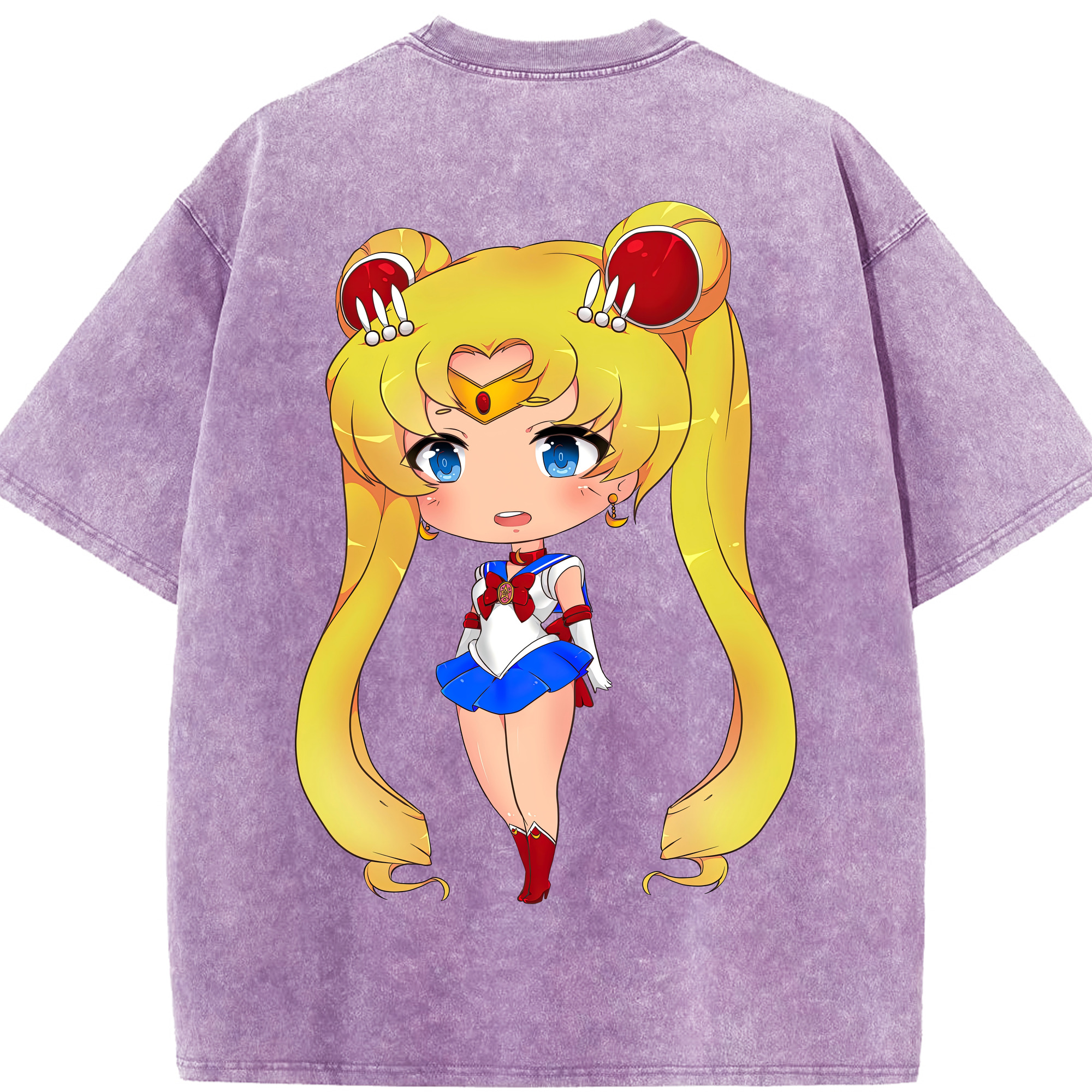 （画像用） 美少女戦士セーラームーン 月野 うさぎ つきの うさぎ Sailor Moon Tsukino Usagi 綿100% ヴィンテージ風 半袖Tシャツ（背面プリント）