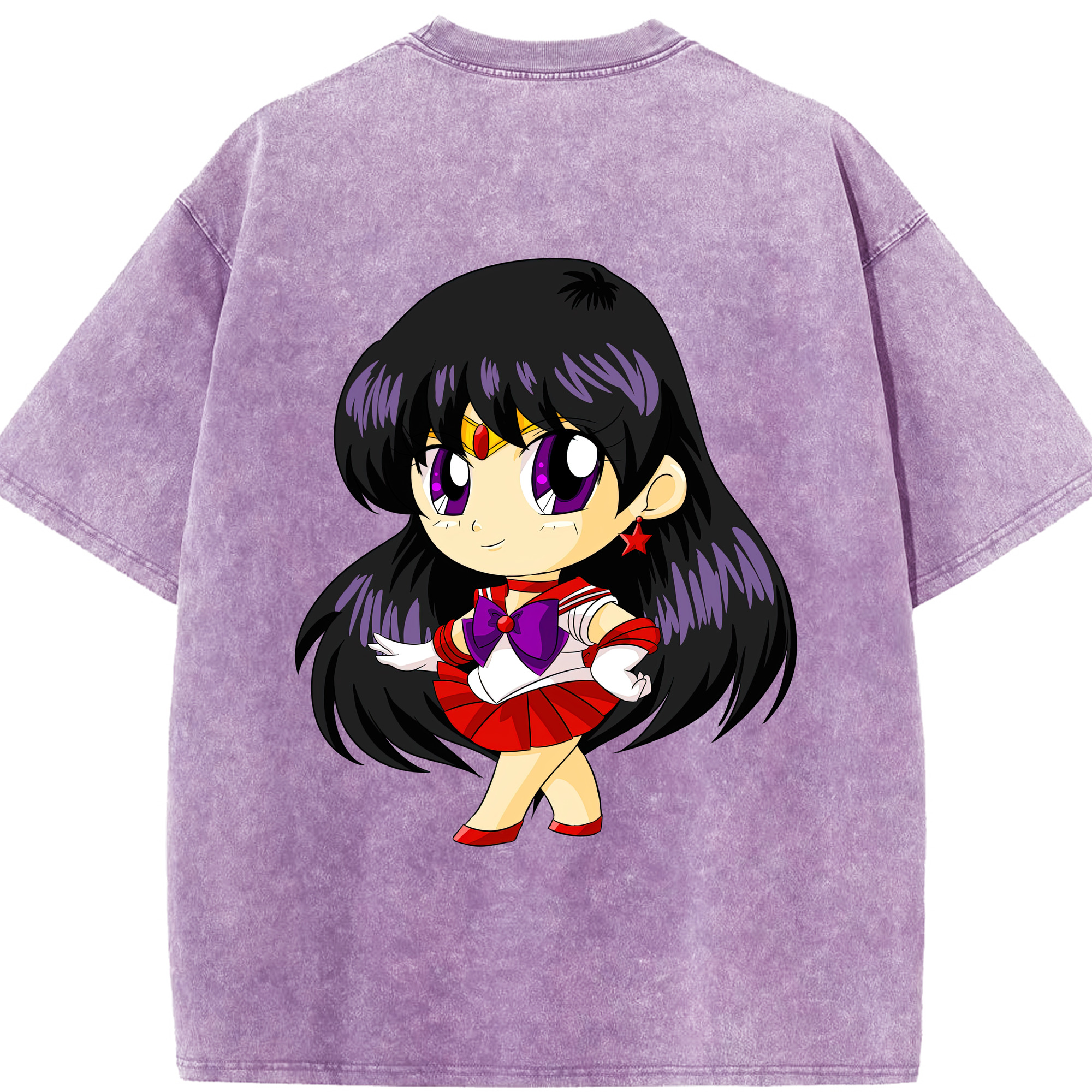 （画像用） 美少女戦士セーラームーン 火野レイ ひの レイ Sailor Moon Hino Rei （セーラーマーズ,Sailor Mars） 綿100% ヴィンテージ風 半袖Tシャツ（背面プリント）