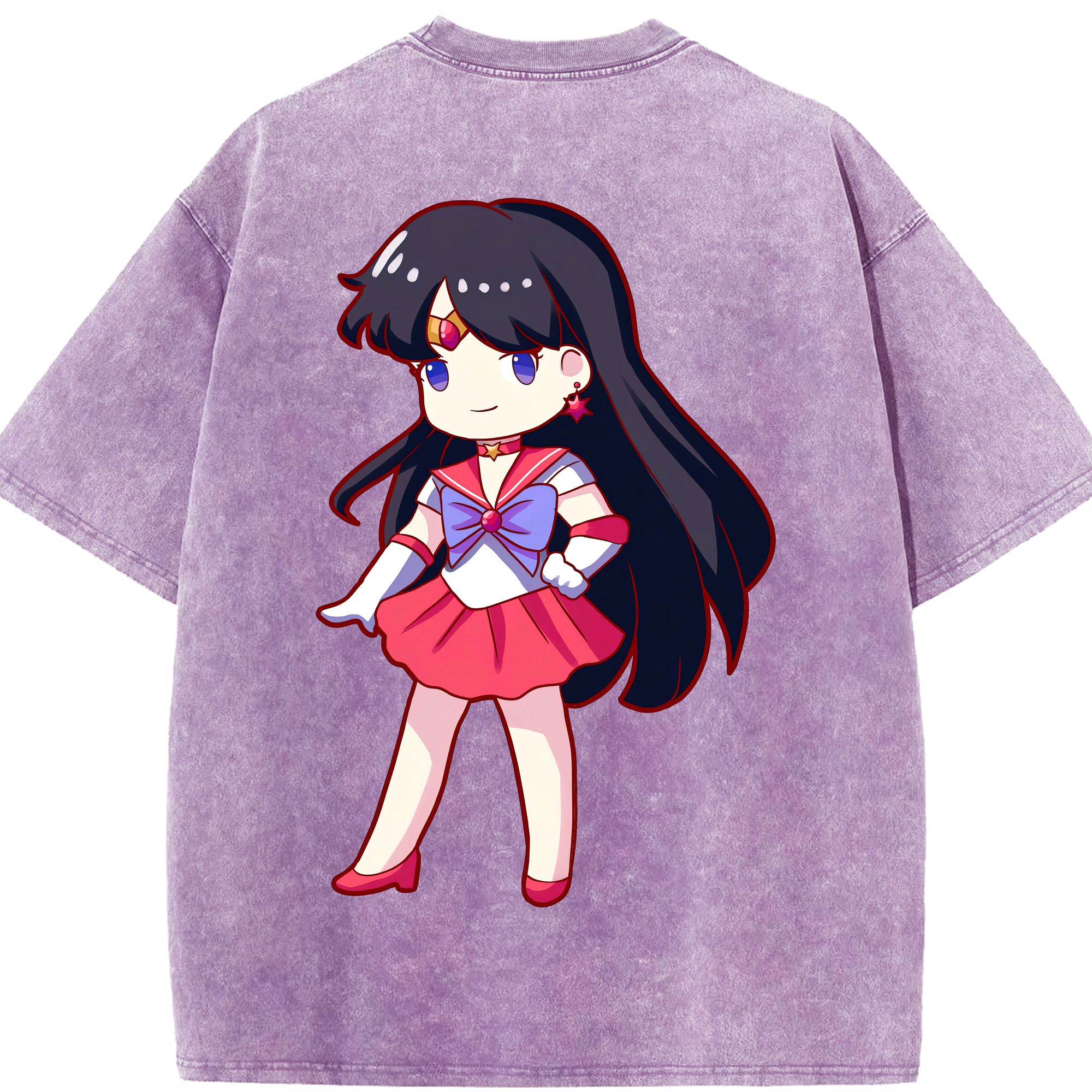 （画像用） 美少女戦士セーラームーン 火野レイ ひの レイ Sailor Moon Hino Rei （セーラーマーズ,Sailor Mars） 綿100% ヴィンテージ風 半袖Tシャツ（背面プリント）