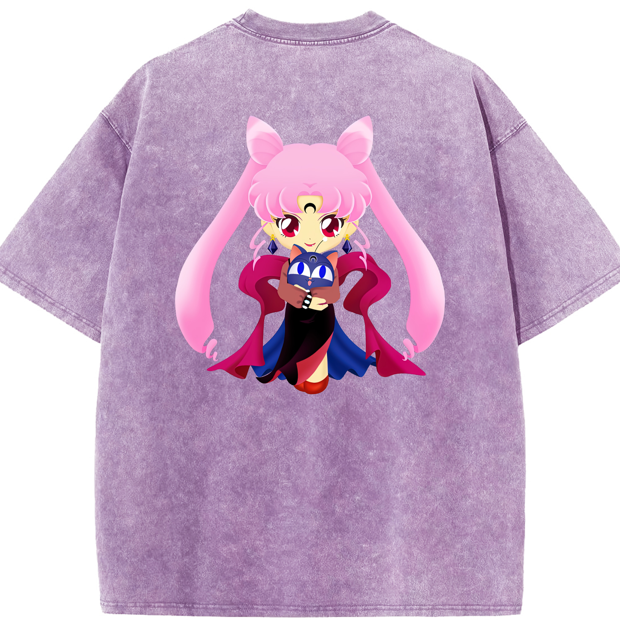 （画像用） 美少女戦士セーラームーン ちびうさ Sailor Moon Chibiusa Tsukino Usagi Small Lady Serenity 綿100% ヴィンテージ風 半袖Tシャツ（背面プリント）