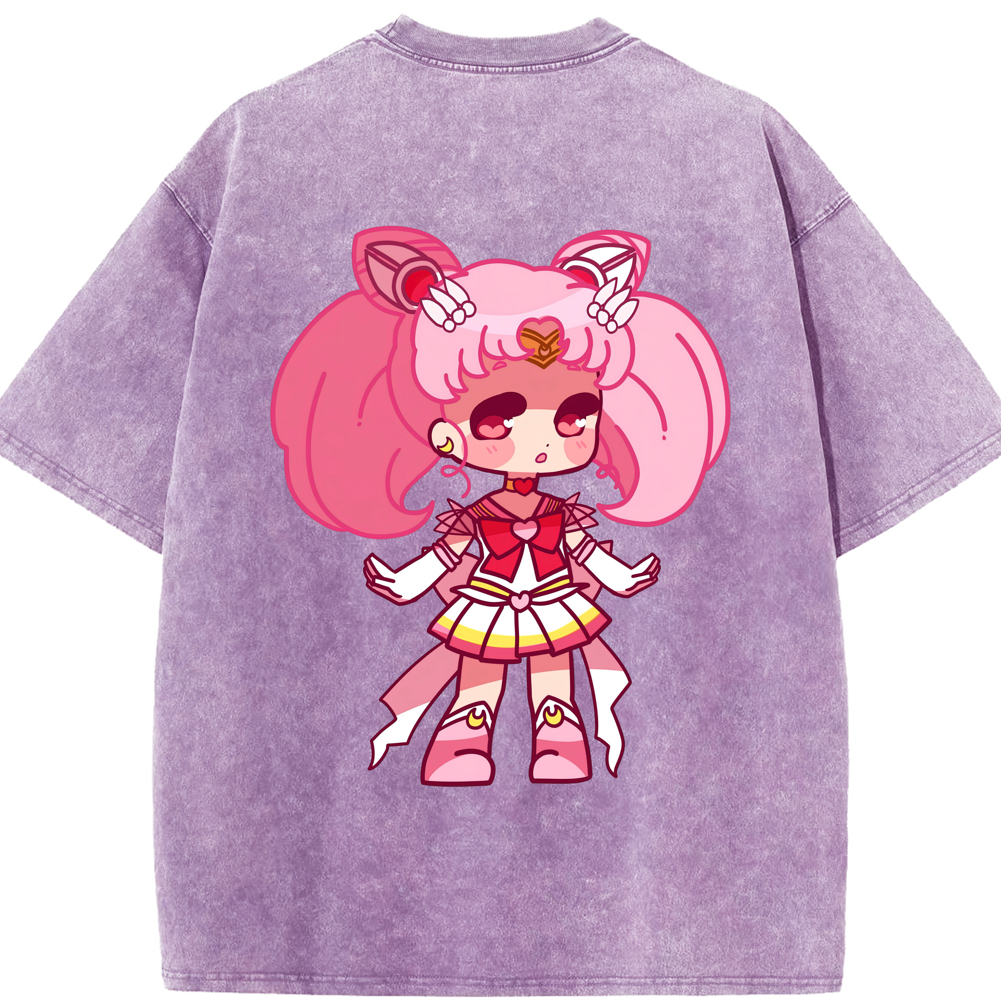 （画像用） 美少女戦士セーラームーン ちびうさ Sailor Moon Chibiusa Tsukino Usagi Small Lady Serenity 綿100% ヴィンテージ風 半袖Tシャツ（背面プリント）