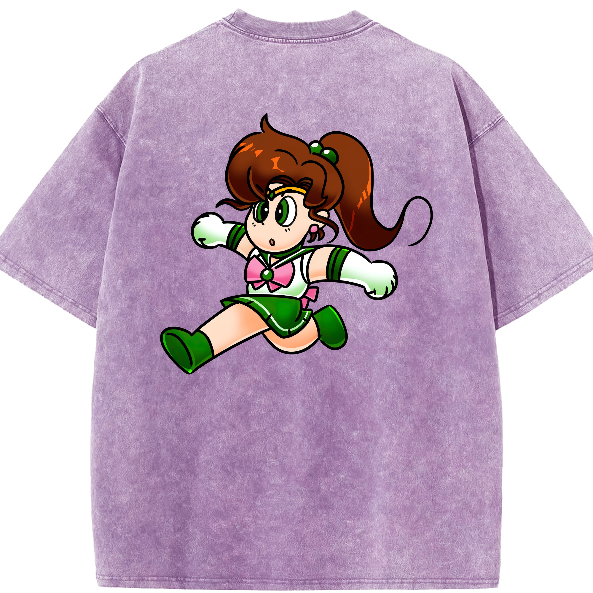 （画像用） 美少女戦士セーラームーン 木野 まこと きの まこと Sailor Moon Kino Makoto （セーラージュピター；Sailor Jupiter） 綿100% ヴィンテージ風 半袖Tシャツ（背面プリント）