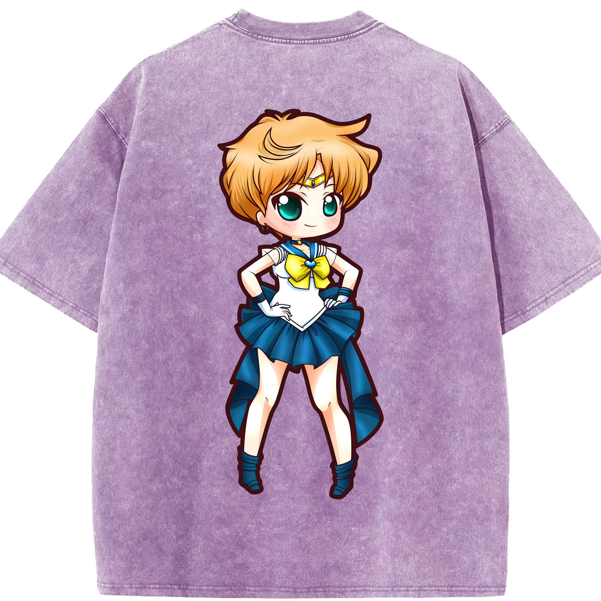 （画像用） 美少女戦士セーラームーン 天王はるか Sailor Moon Tenoh Haruka 綿100% ヴィンテージ風 半袖Tシャツ（背面プリント）
