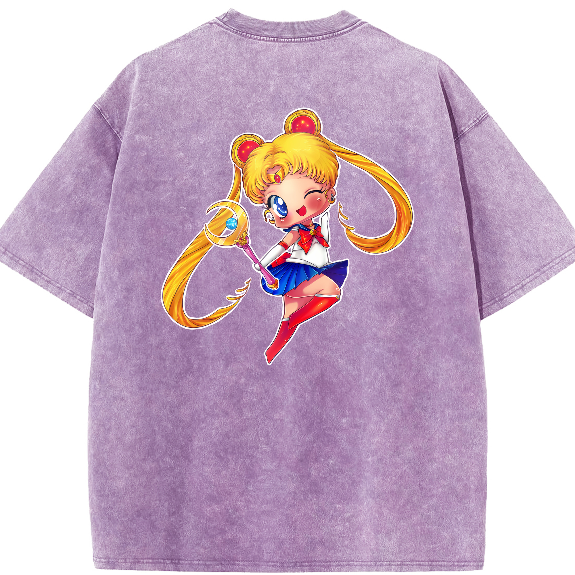 （画像用） 美少女戦士セーラームーン 月野 うさぎ つきの うさぎ Sailor Moon Tsukino Usagi 綿100% ヴィンテージ風 半袖Tシャツ（背面プリント）