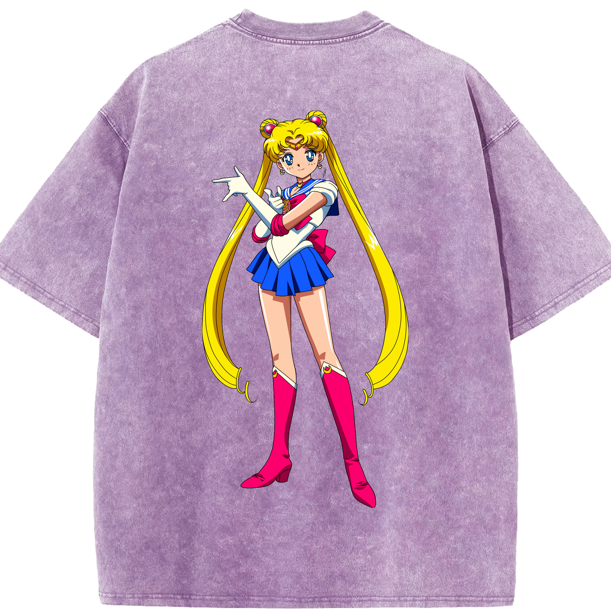 （画像用） 美少女戦士セーラームーン 月野 うさぎ つきの うさぎ Sailor Moon Tsukino Usagi 綿100% ヴィンテージ風 半袖Tシャツ（背面プリント）
