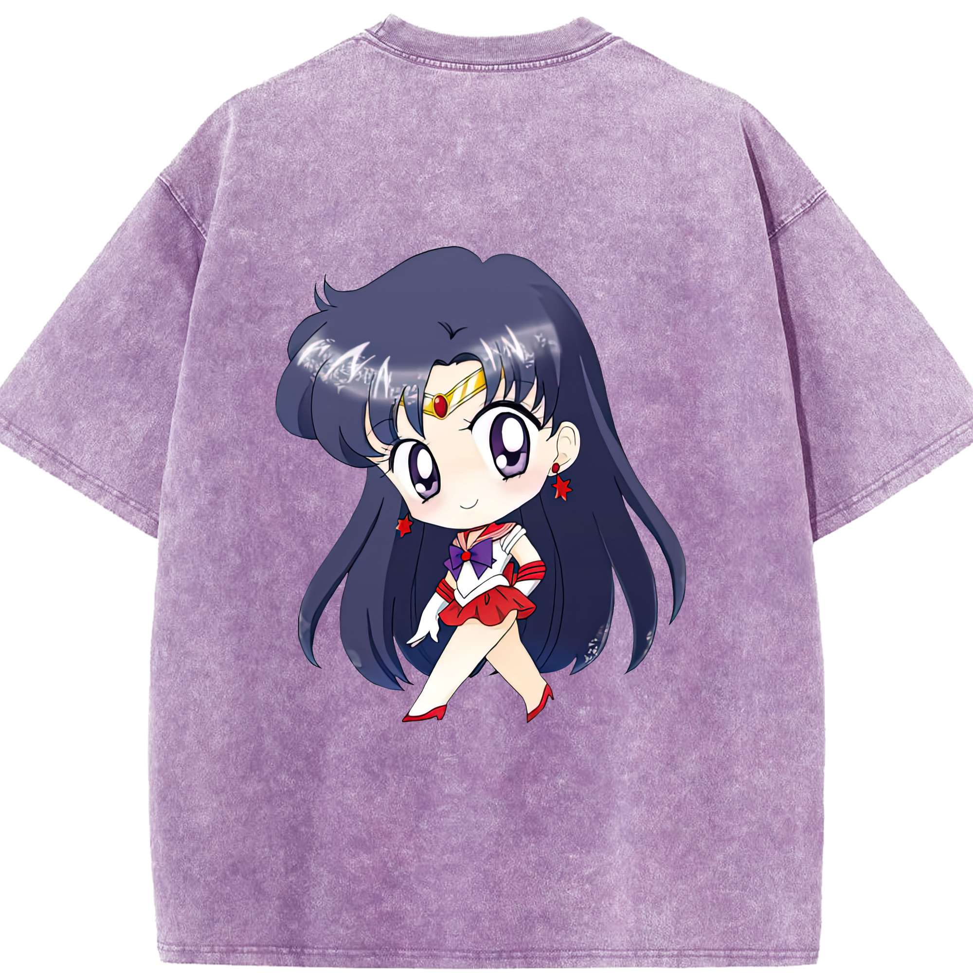 （画像用） 美少女戦士セーラームーン 火野レイ ひの レイ Sailor Moon Hino Rei （セーラーマーズ,Sailor Mars） 綿100% ヴィンテージ風 半袖Tシャツ（背面プリント）