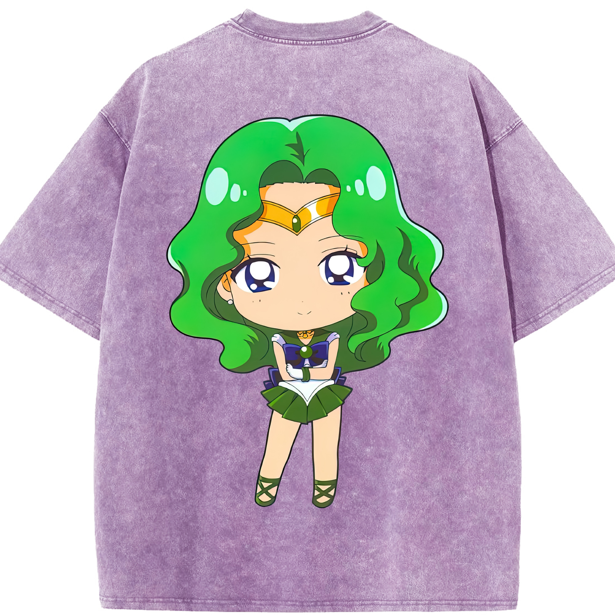 （画像用） 美少女戦士セーラームーン 海王 みちる（かいおう みちる） Sailor Moon Kaiou Michiru 綿100% ヴィンテージ風 半袖Tシャツ（背面プリント）