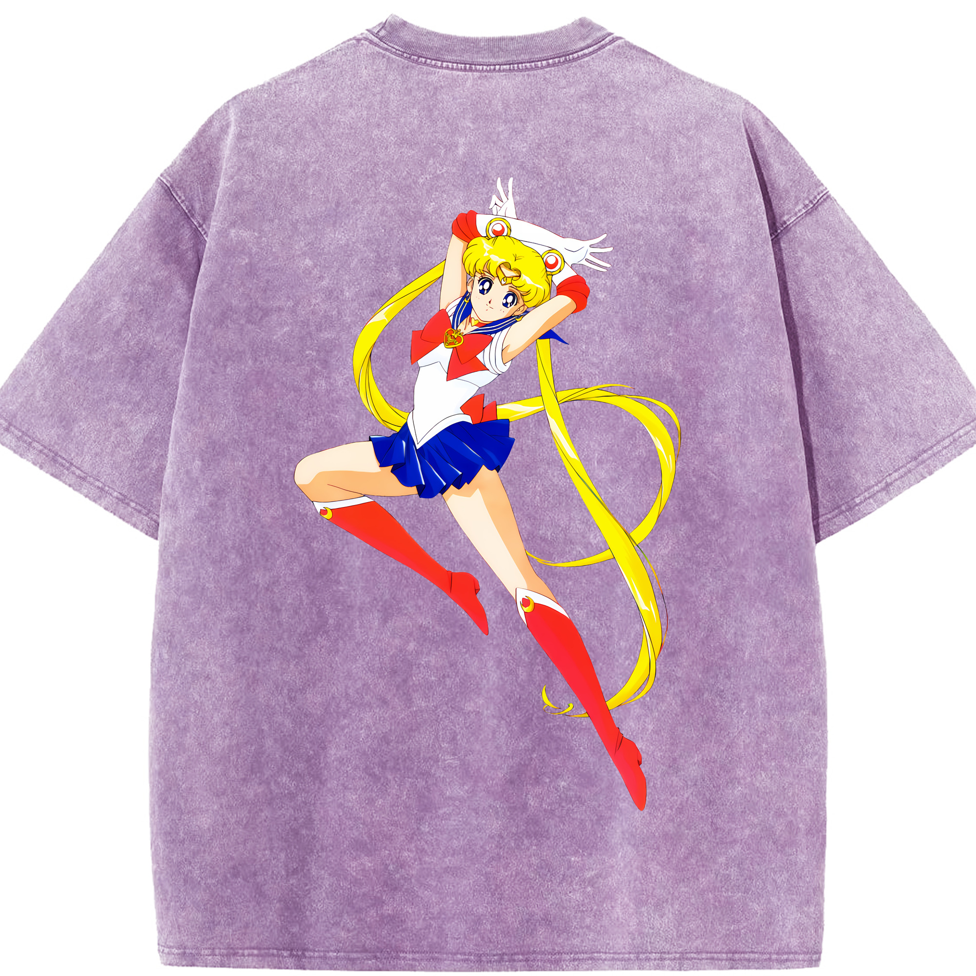 （画像用） 美少女戦士セーラームーン 月野 うさぎ つきの うさぎ Sailor Moon Tsukino Usagi 綿100% ヴィンテージ風 半袖Tシャツ（背面プリント）