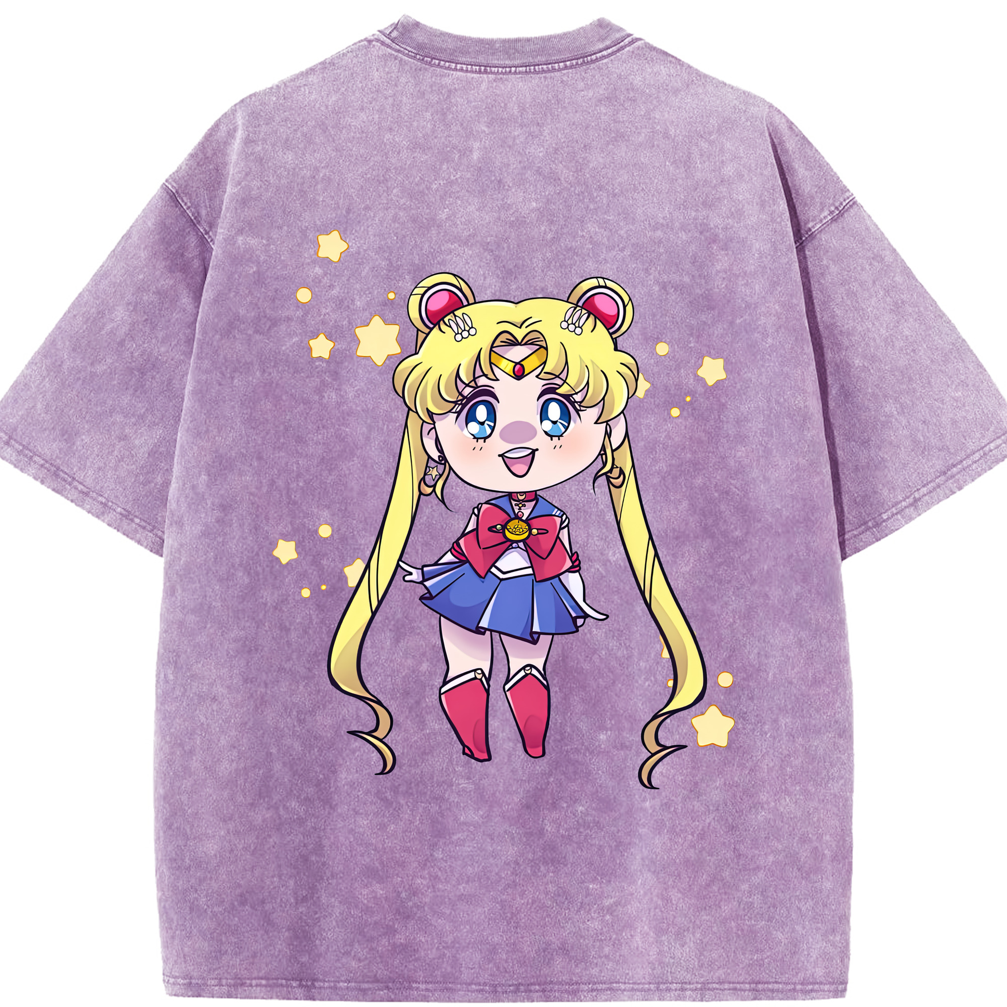 （画像用） 美少女戦士セーラームーン 月野 うさぎ つきの うさぎ Sailor Moon Tsukino Usagi 綿100% ヴィンテージ風 半袖Tシャツ（背面プリント）