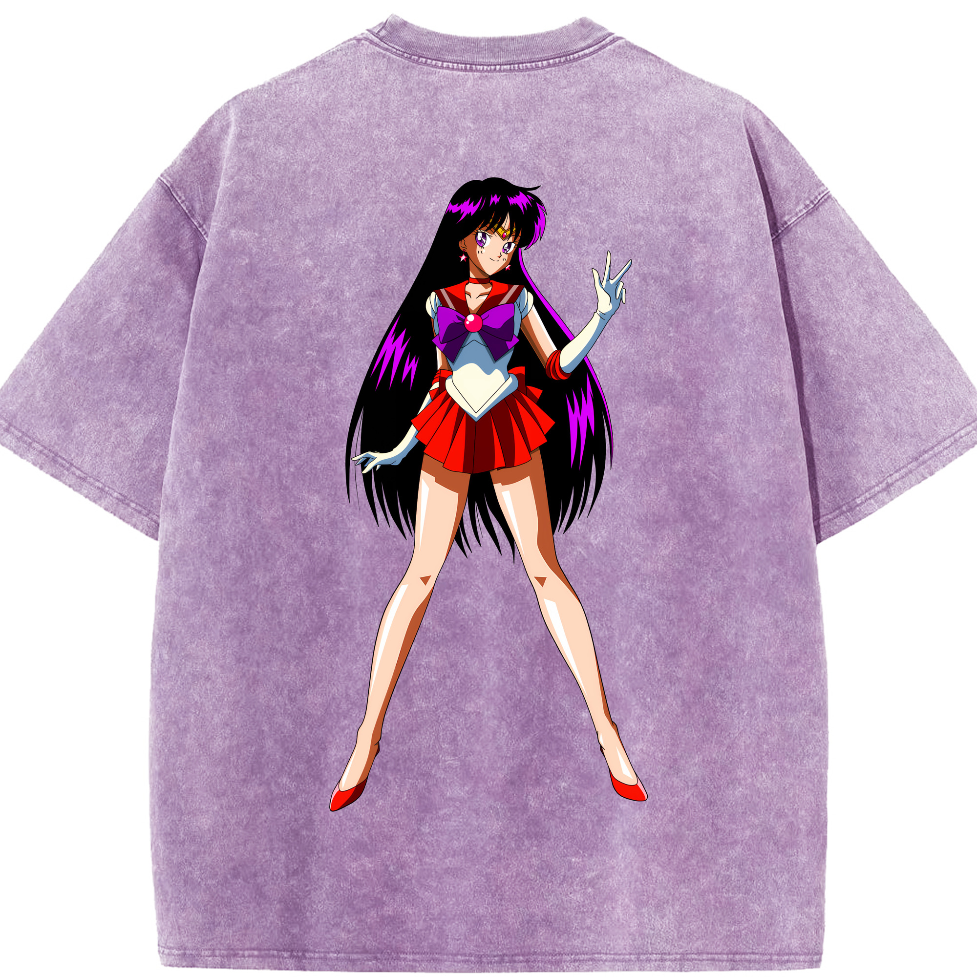 （画像用） 美少女戦士セーラームーン 火野レイ ひの レイ Sailor Moon Hino Rei （セーラーマーズ,Sailor Mars） 綿100% ヴィンテージ風 半袖Tシャツ（背面プリント）