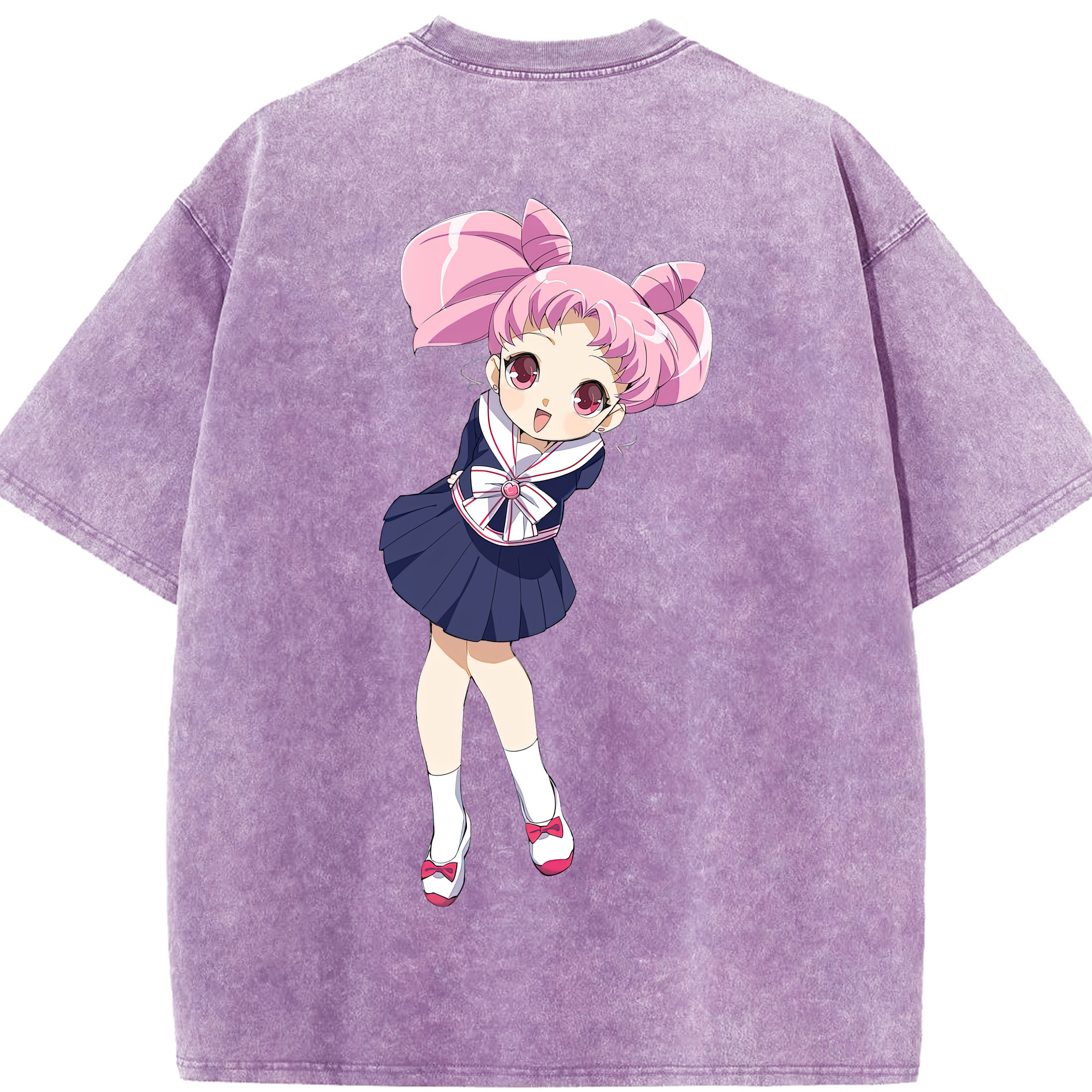 （画像用） 美少女戦士セーラームーン ちびうさ Sailor Moon Chibiusa Tsukino Usagi Small Lady Serenity 綿100% ヴィンテージ風 半袖Tシャツ（背面プリント）