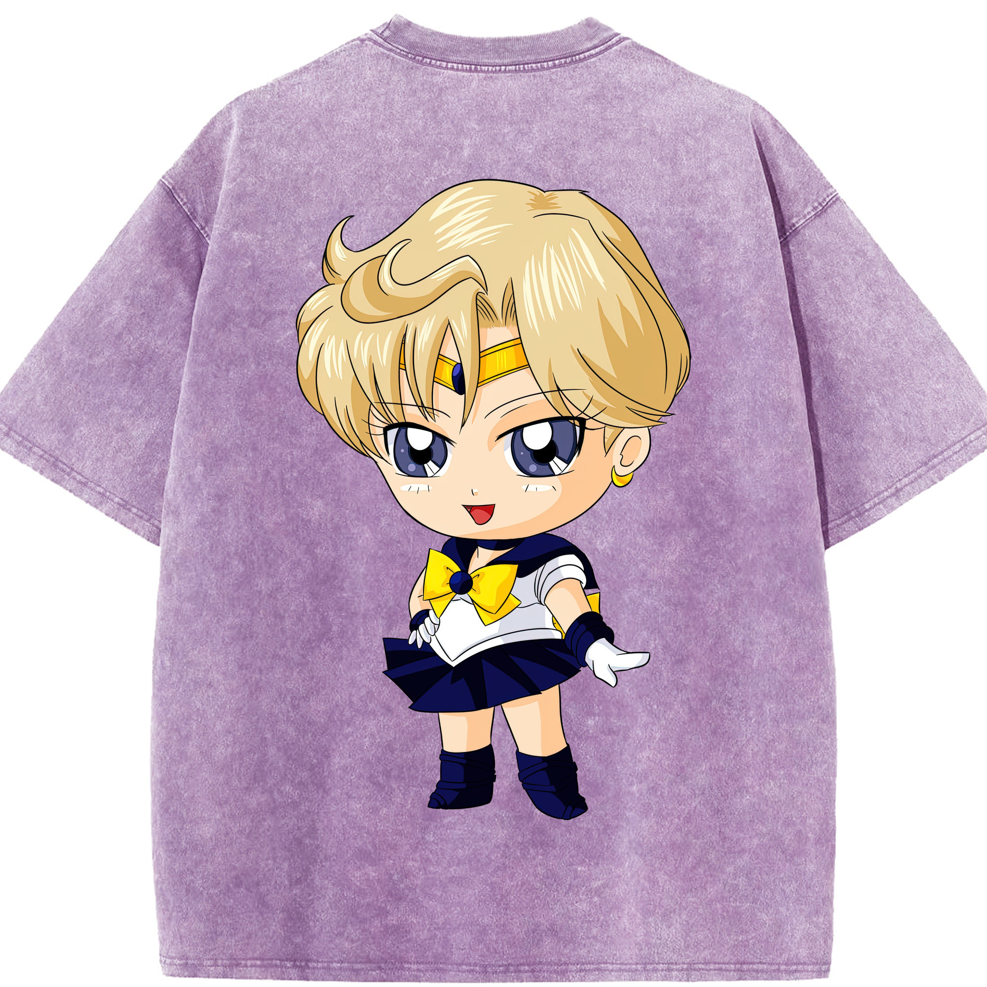 （画像用） 美少女戦士セーラームーン 天王はるか Sailor Moon Tenoh Haruka 綿100% ヴィンテージ風 半袖Tシャツ（背面プリント）