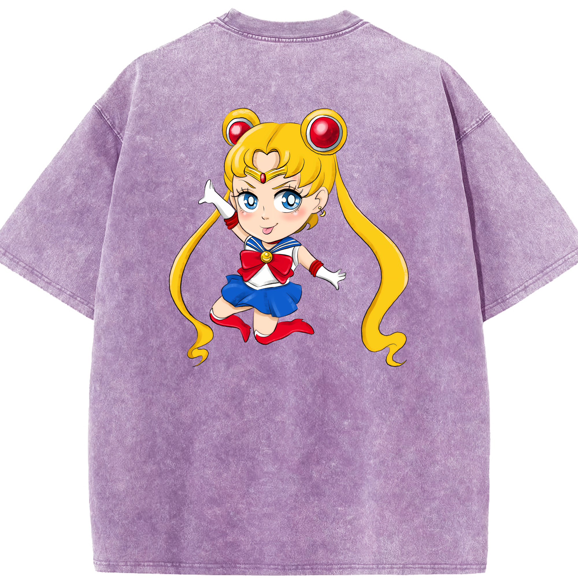 （画像用） 美少女戦士セーラームーン 月野 うさぎ つきの うさぎ Sailor Moon Tsukino Usagi 綿100% ヴィンテージ風 半袖Tシャツ（背面プリント）