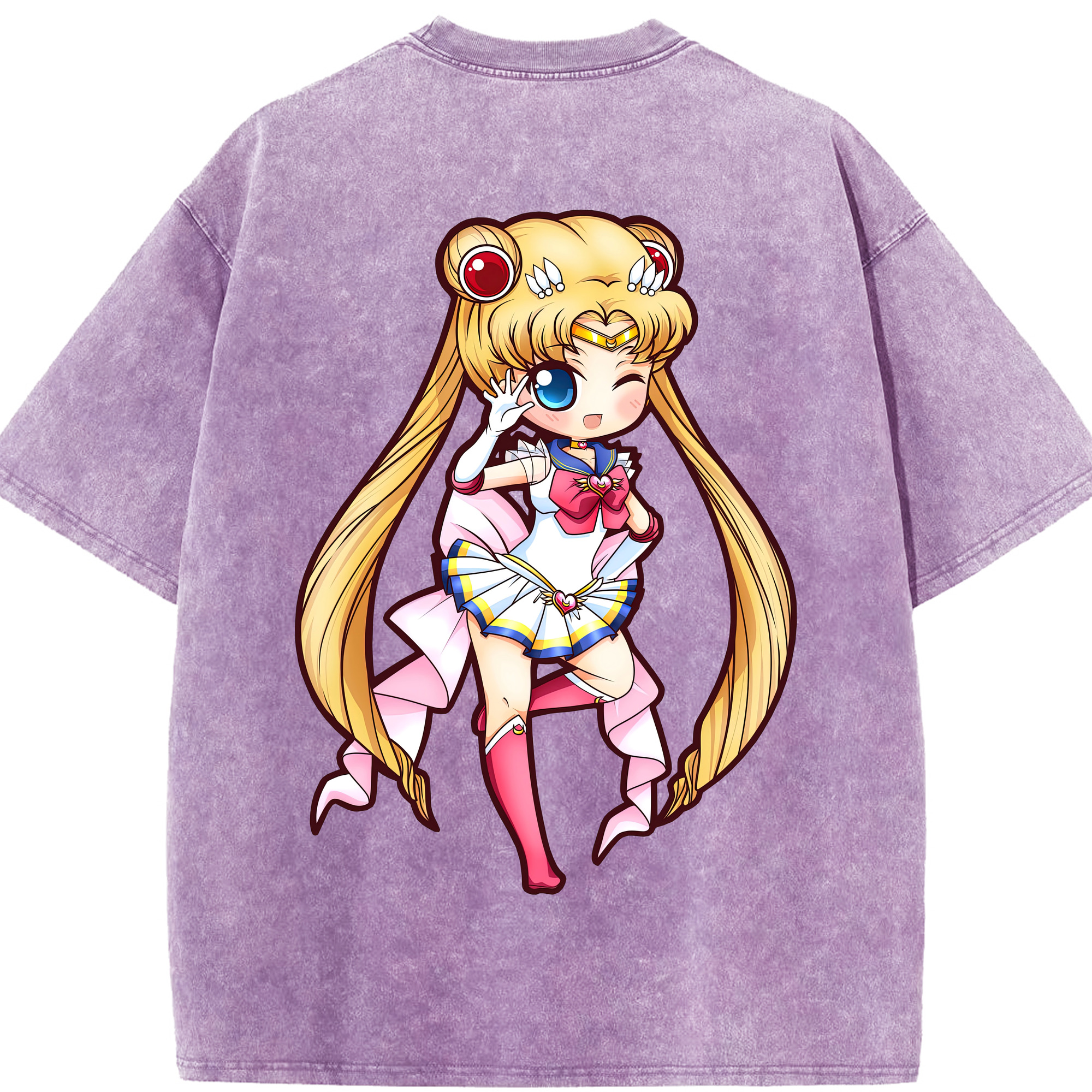 （画像用） 美少女戦士セーラームーン 月野 うさぎ つきの うさぎ Sailor Moon Tsukino Usagi 綿100% ヴィンテージ風 半袖Tシャツ（背面プリント）