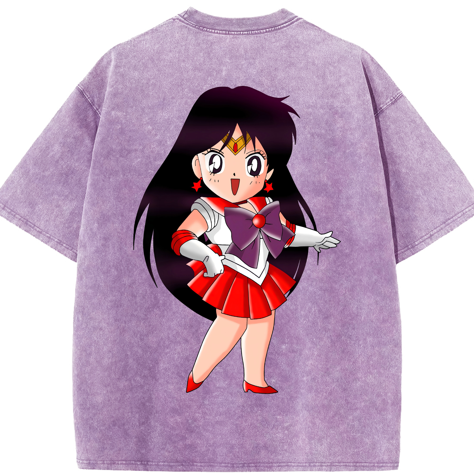 （画像用） 美少女戦士セーラームーン 火野レイ ひの レイ Sailor Moon Hino Rei （セーラーマーズ,Sailor Mars） 綿100% ヴィンテージ風 半袖Tシャツ（背面プリント）