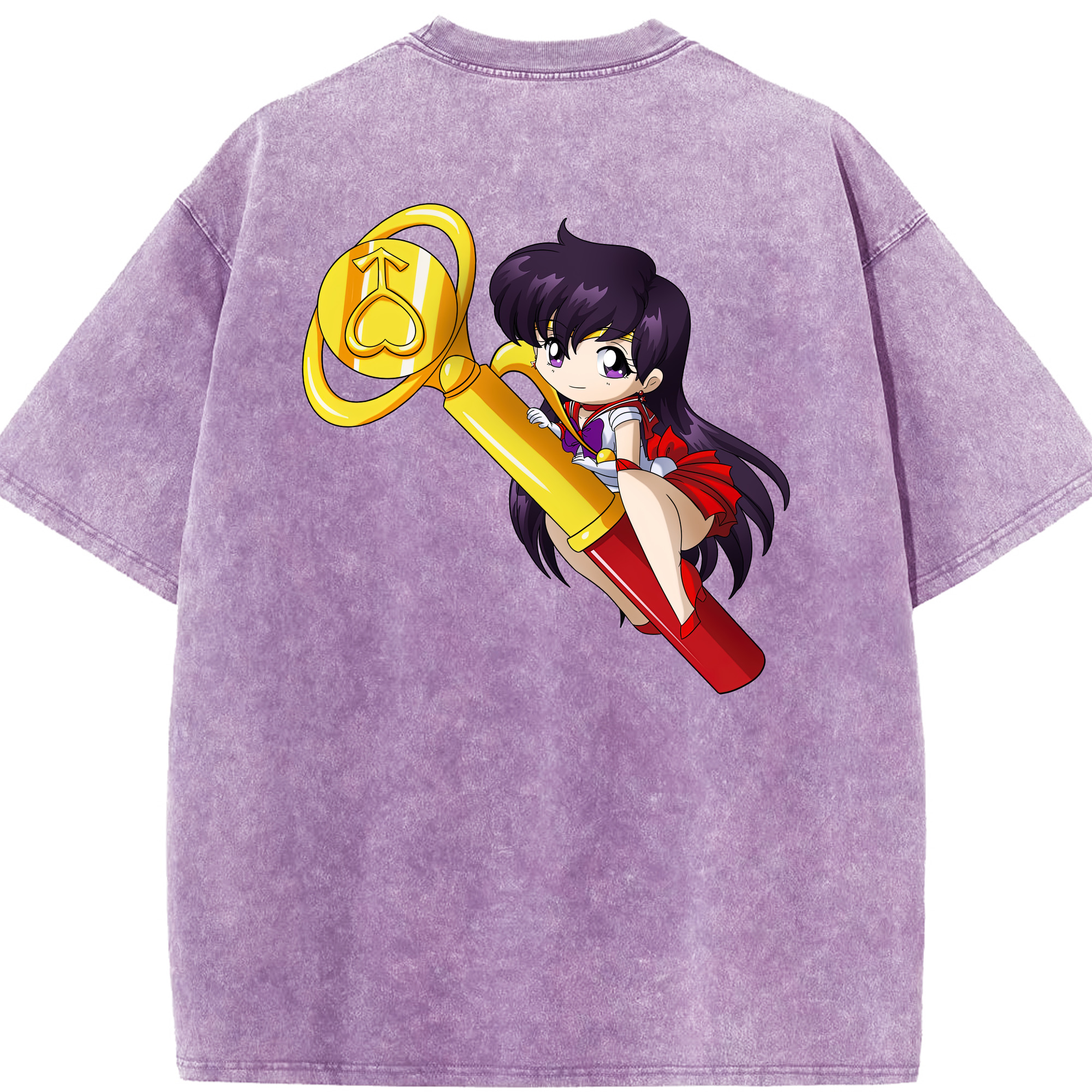 （画像用） 美少女戦士セーラームーン 火野レイ ひの レイ Sailor Moon Hino Rei （セーラーマーズ,Sailor Mars） 綿100% ヴィンテージ風 半袖Tシャツ（背面プリント）