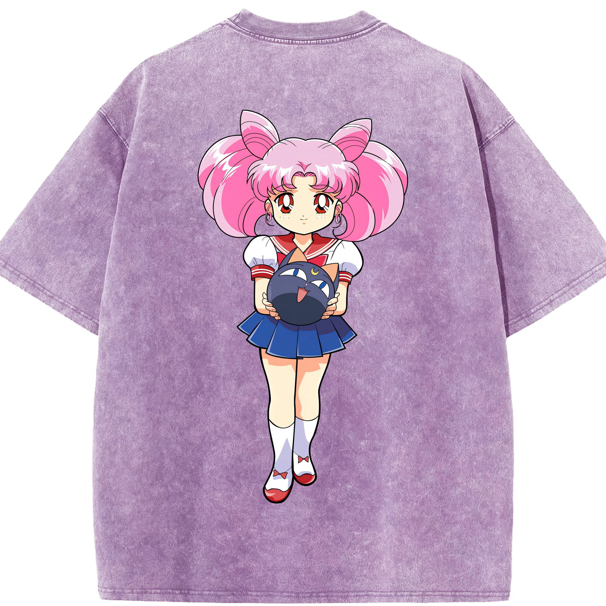 （画像用） 美少女戦士セーラームーン ちびうさ Sailor Moon Chibiusa Tsukino Usagi Small Lady Serenity 綿100% ヴィンテージ風 半袖Tシャツ（背面プリント）