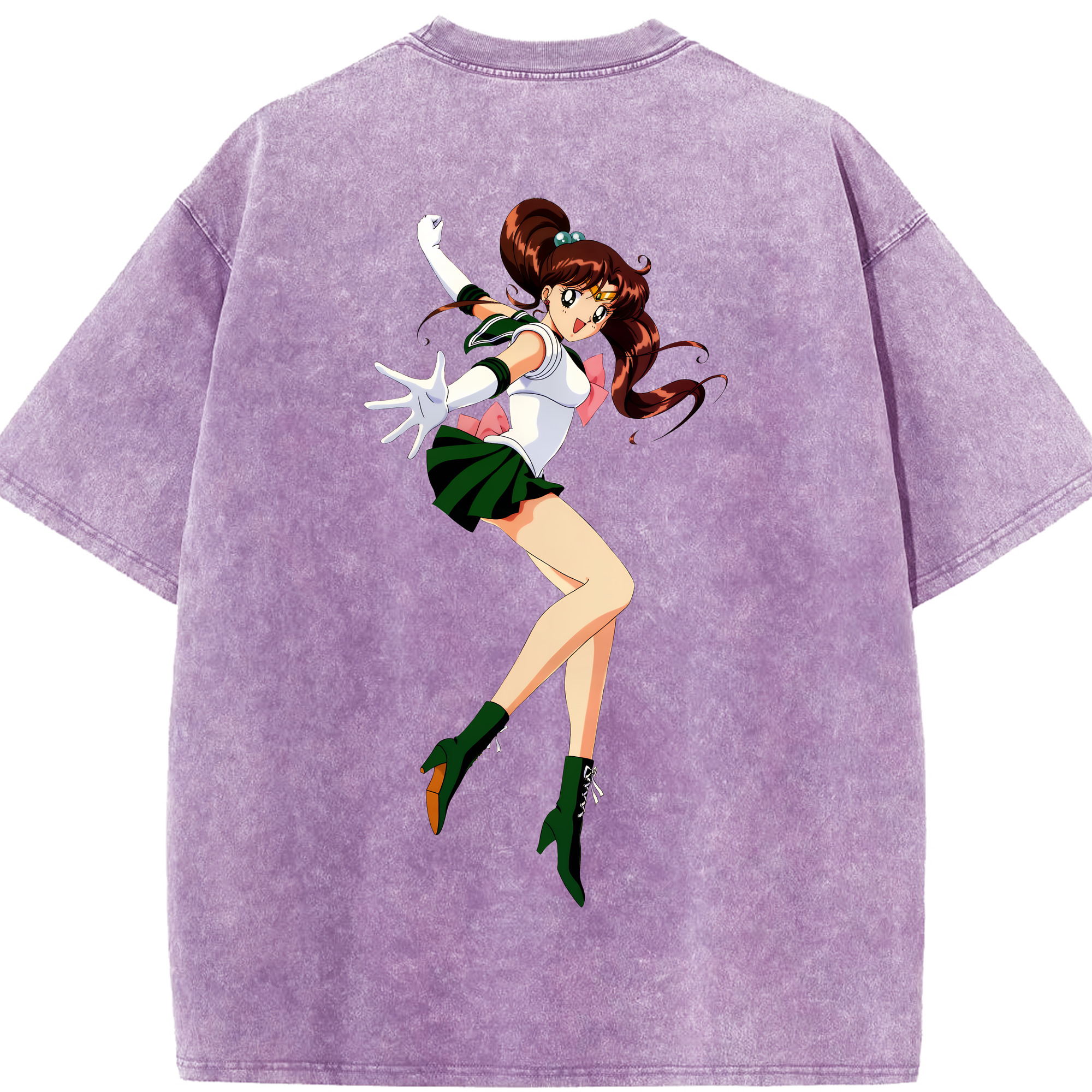 （画像用） 美少女戦士セーラームーン 木野 まこと きの まこと Sailor Moon Kino Makoto （セーラージュピター；Sailor Jupiter） 綿100% ヴィンテージ風 半袖Tシャツ（背面プリント）
