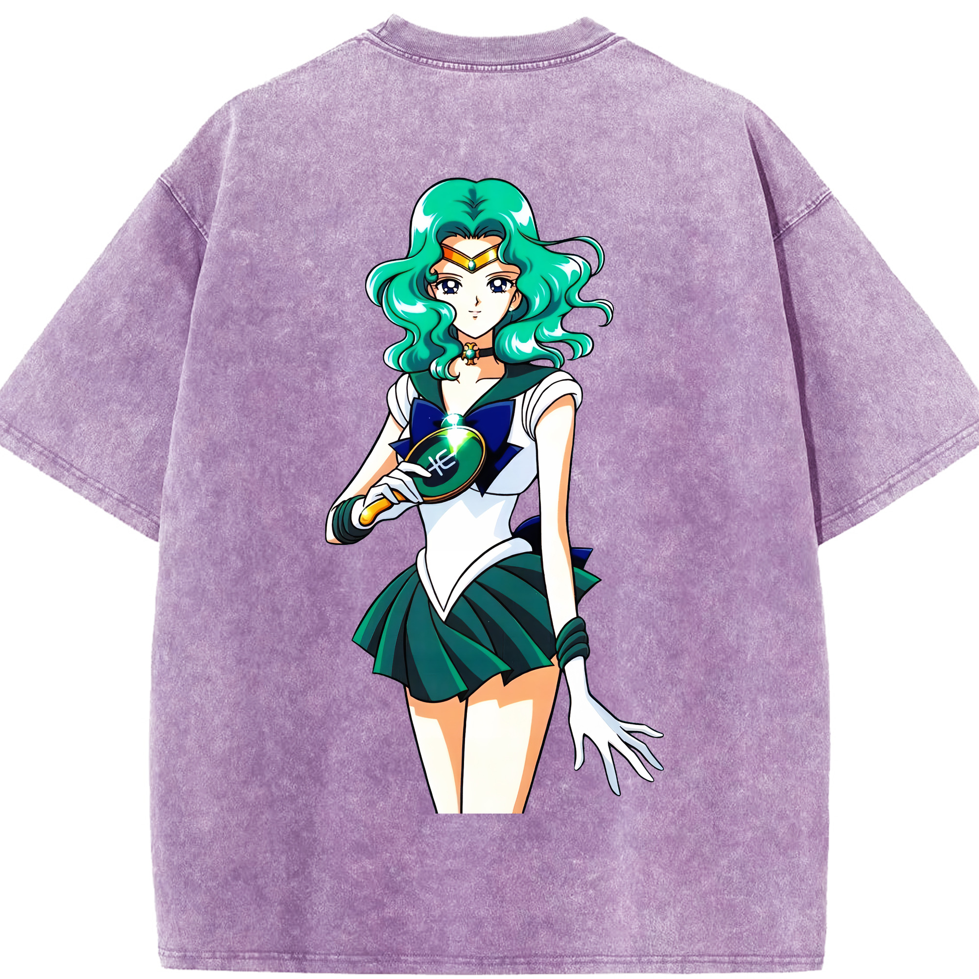 （画像用） 美少女戦士セーラームーン 海王 みちる（かいおう みちる） Sailor Moon Kaiou Michiru 綿100% ヴィンテージ風 半袖Tシャツ（背面プリント）