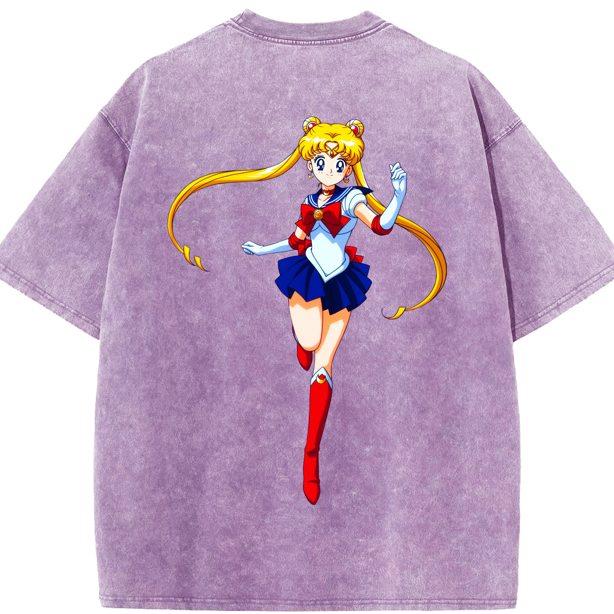 （画像用） 美少女戦士セーラームーン 月野 うさぎ つきの うさぎ Sailor Moon Tsukino Usagi 綿100% ヴィンテージ風 半袖Tシャツ（背面プリント）