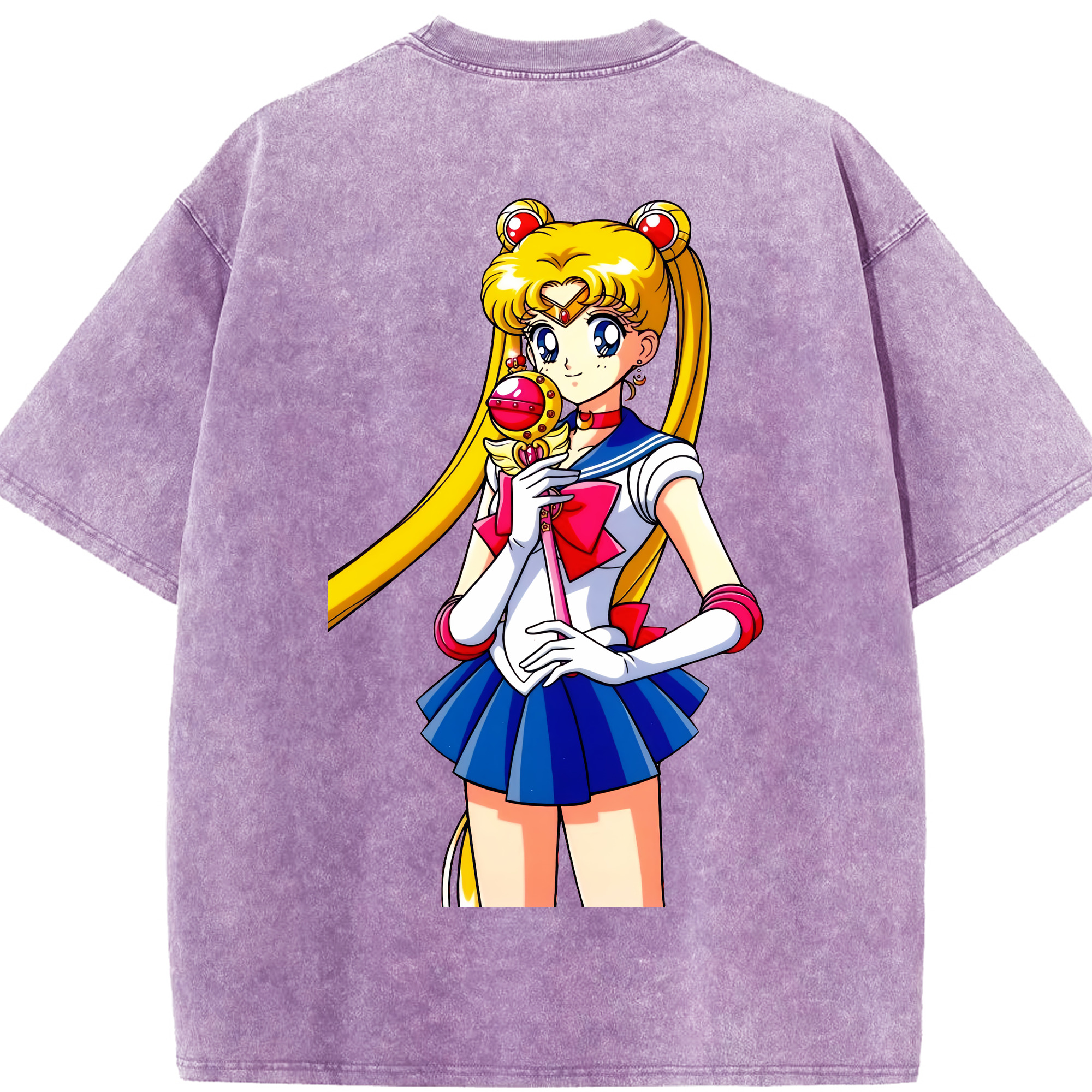 （画像用） 美少女戦士セーラームーン 月野 うさぎ つきの うさぎ Sailor Moon Tsukino Usagi 綿100% ヴィンテージ風 半袖Tシャツ（背面プリント）
