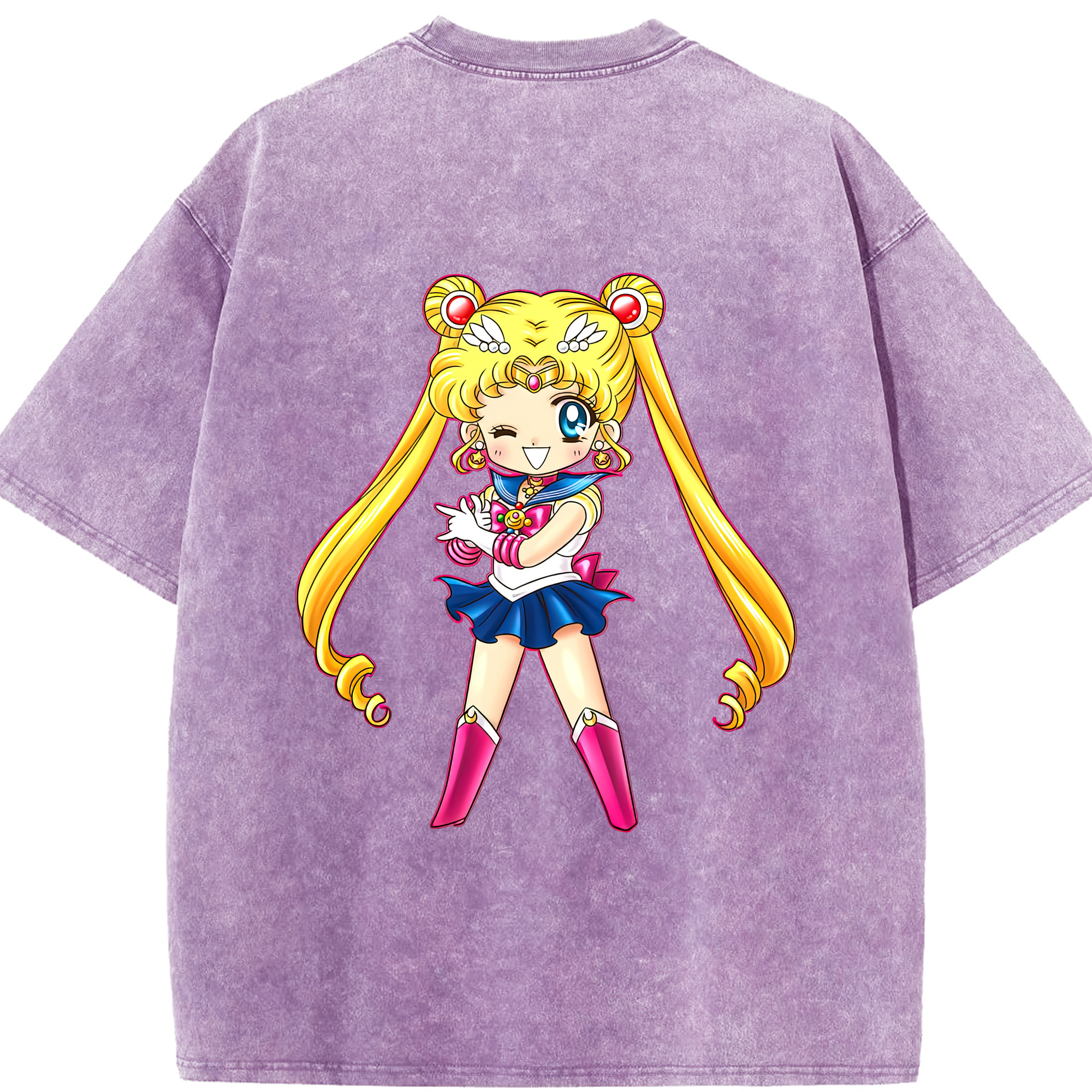 （画像用） 美少女戦士セーラームーン 月野 うさぎ つきの うさぎ Sailor Moon Tsukino Usagi 綿100% ヴィンテージ風 半袖Tシャツ（背面プリント）