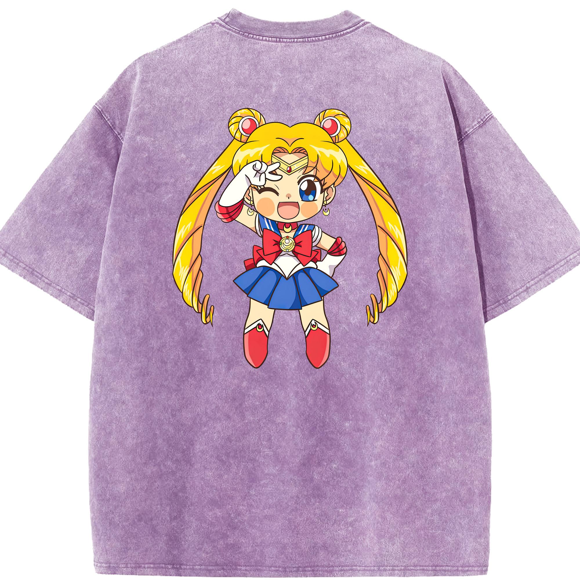 （画像用） 美少女戦士セーラームーン 月野 うさぎ つきの うさぎ Sailor Moon Tsukino Usagi 綿100% ヴィンテージ風 半袖Tシャツ（背面プリント）