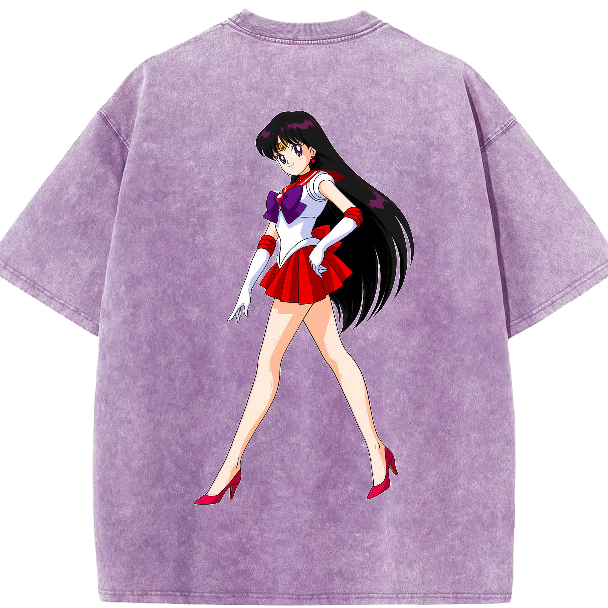 （画像用） 美少女戦士セーラームーン 火野レイ ひの レイ Sailor Moon Hino Rei （セーラーマーズ,Sailor Mars） 綿100% ヴィンテージ風 半袖Tシャツ（背面プリント）