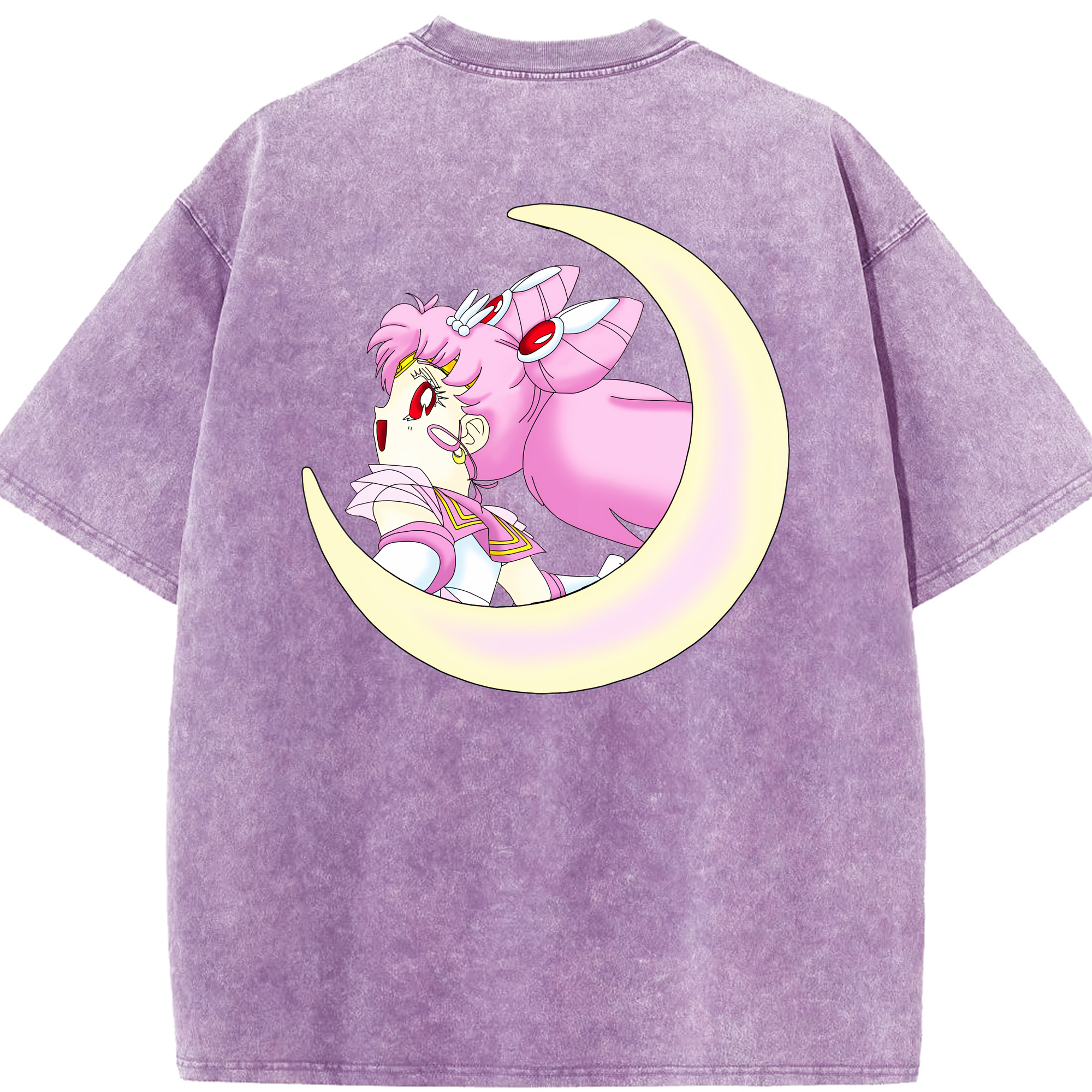 （画像用） 美少女戦士セーラームーン ちびうさ Sailor Moon Chibiusa Tsukino Usagi Small Lady Serenity 綿100% ヴィンテージ風 半袖Tシャツ（背面プリント）