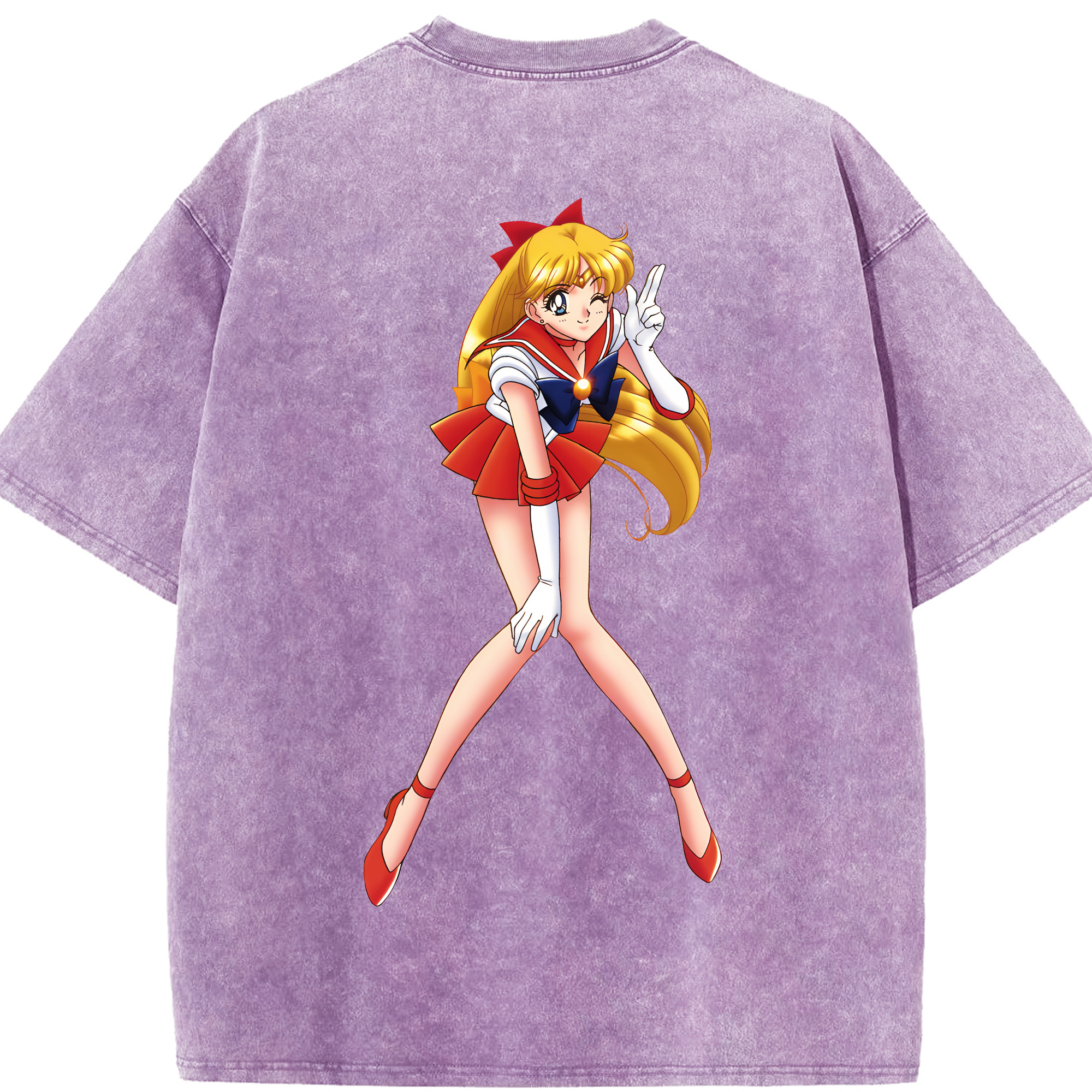 （画像用） 美少女戦士セーラームーン 愛野 美奈子 あいの みなこ Sailor Moon Aino Minako 綿100% ヴィンテージ風 半袖Tシャツ（背面プリント）