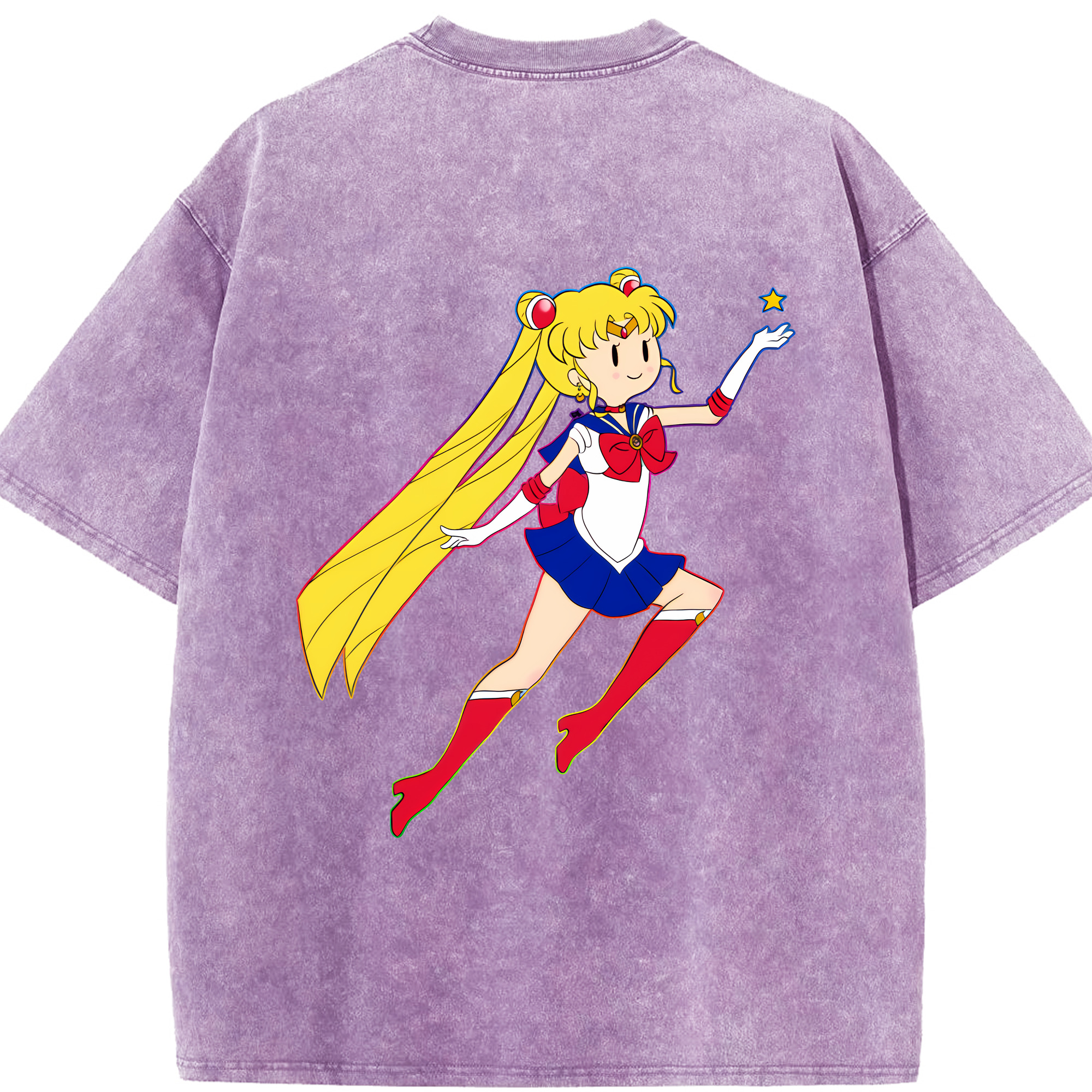 （画像用） 美少女戦士セーラームーン 月野 うさぎ つきの うさぎ Sailor Moon Tsukino Usagi 綿100% ヴィンテージ風 半袖Tシャツ（背面プリント）