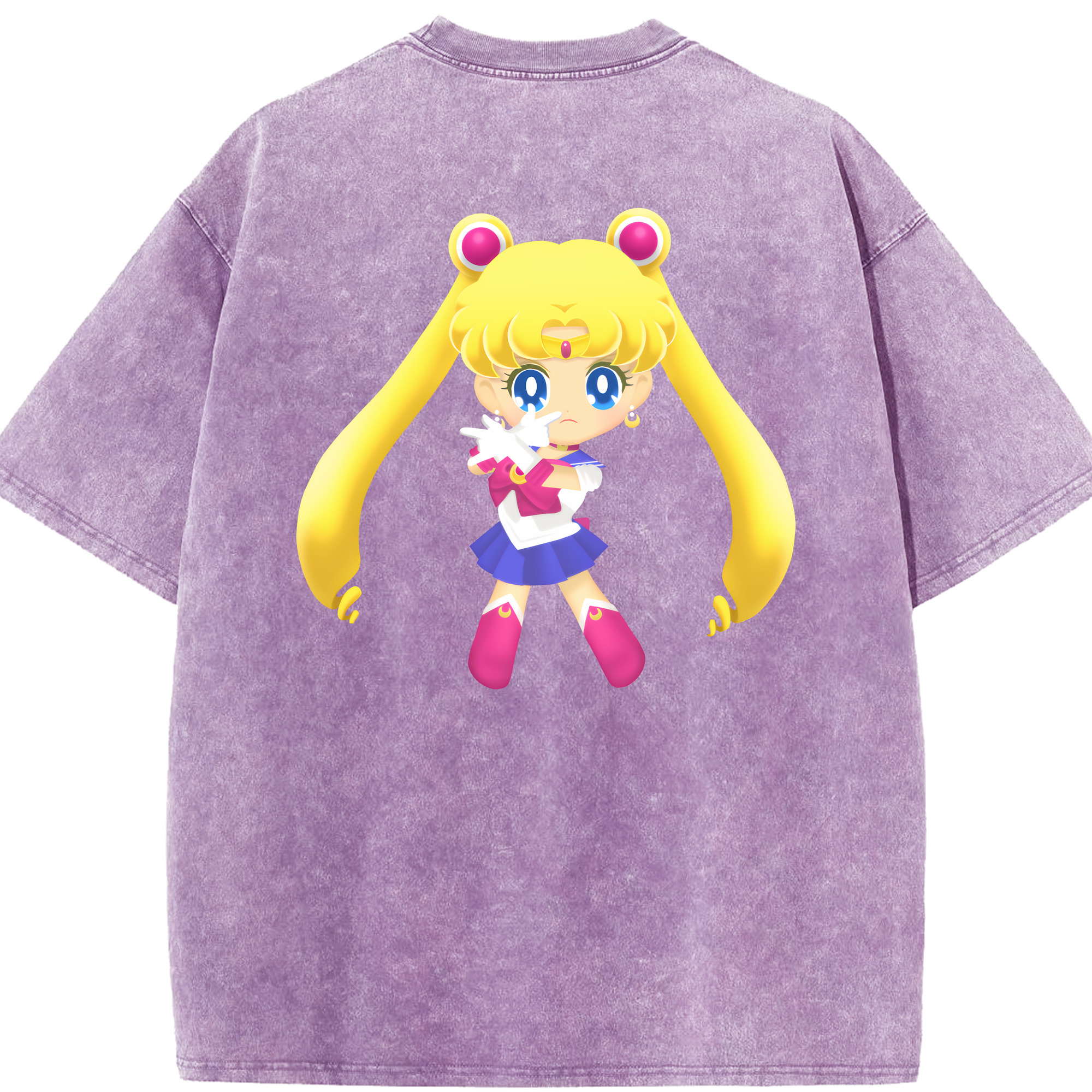 （画像用） 美少女戦士セーラームーン 月野 うさぎ つきの うさぎ Sailor Moon Tsukino Usagi 綿100% ヴィンテージ風 半袖Tシャツ（背面プリント）
