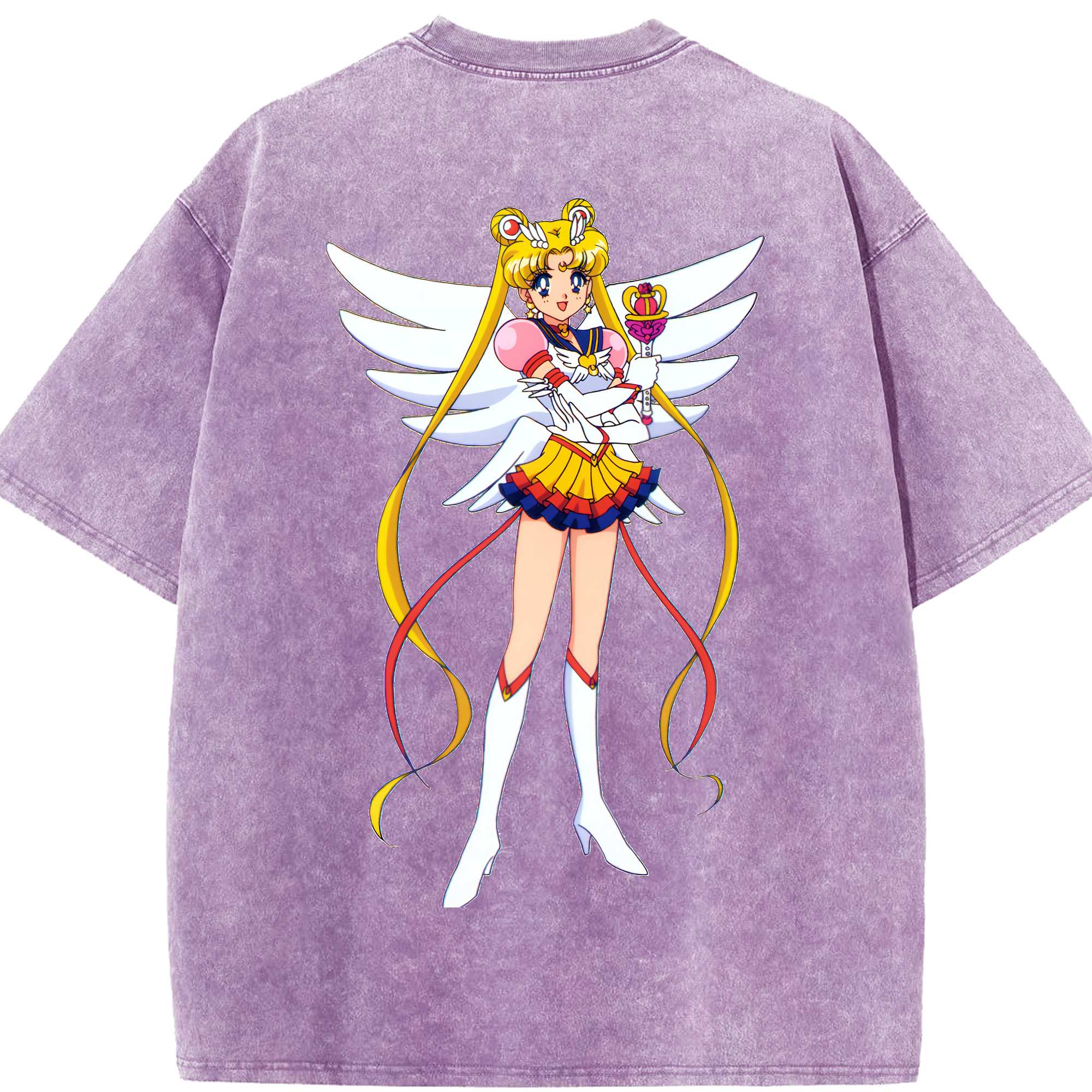 （画像用） 美少女戦士セーラームーン 月野 うさぎ つきの うさぎ Sailor Moon Tsukino Usagi 綿100% ヴィンテージ風 半袖Tシャツ（背面プリント）