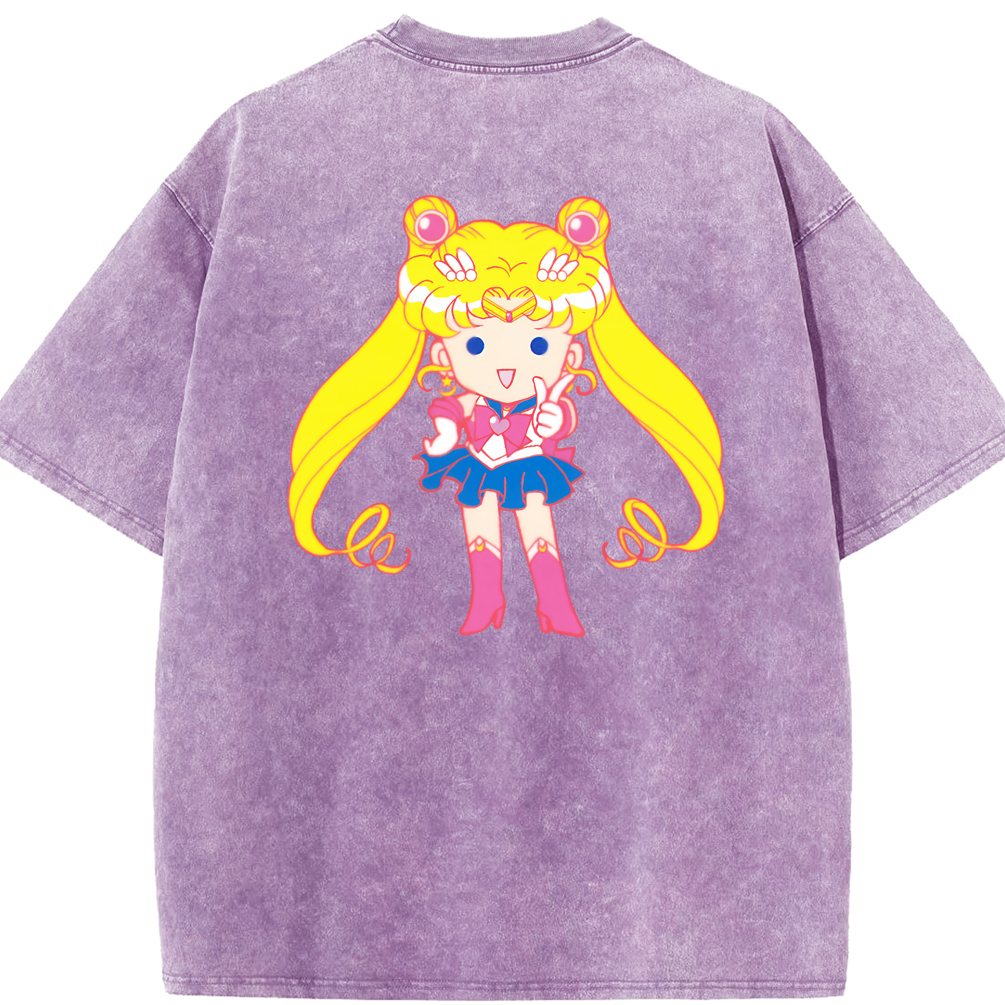 （画像用） 美少女戦士セーラームーン 月野 うさぎ つきの うさぎ Sailor Moon Tsukino Usagi 綿100% ヴィンテージ風 半袖Tシャツ（背面プリント）