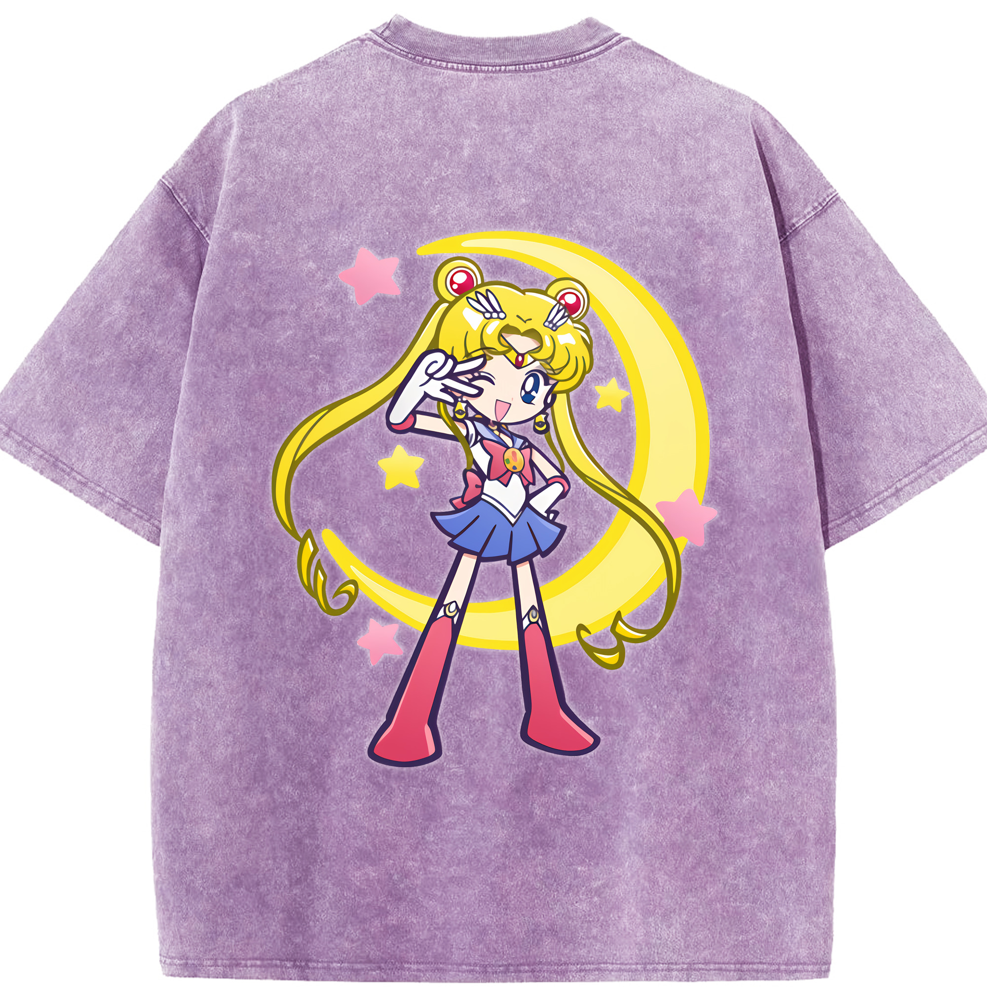 （画像用） 美少女戦士セーラームーン 月野 うさぎ つきの うさぎ Sailor Moon Tsukino Usagi 綿100% ヴィンテージ風 半袖Tシャツ（背面プリント）